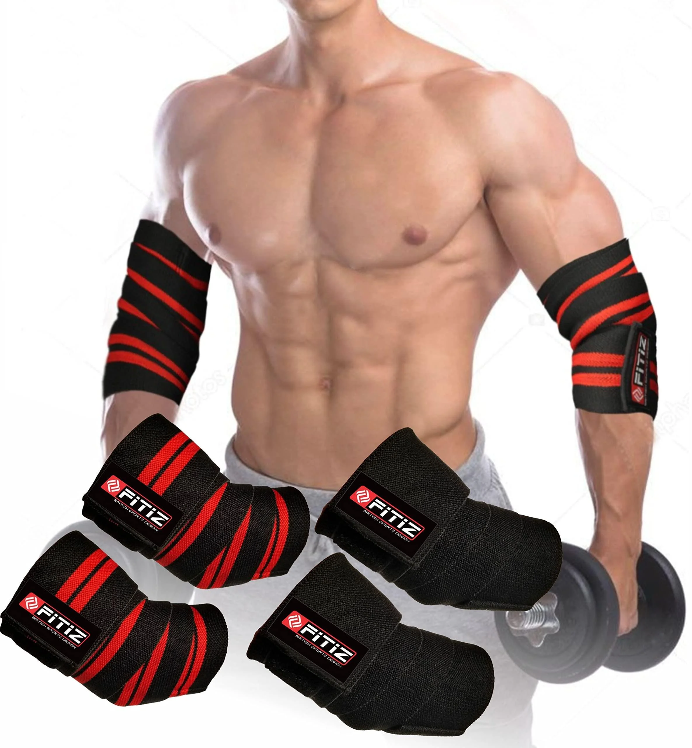 FITIZ Elbow Sleeve Wraps-Elbow Straps Brace For Support & Compression for Weightlifting (Black)