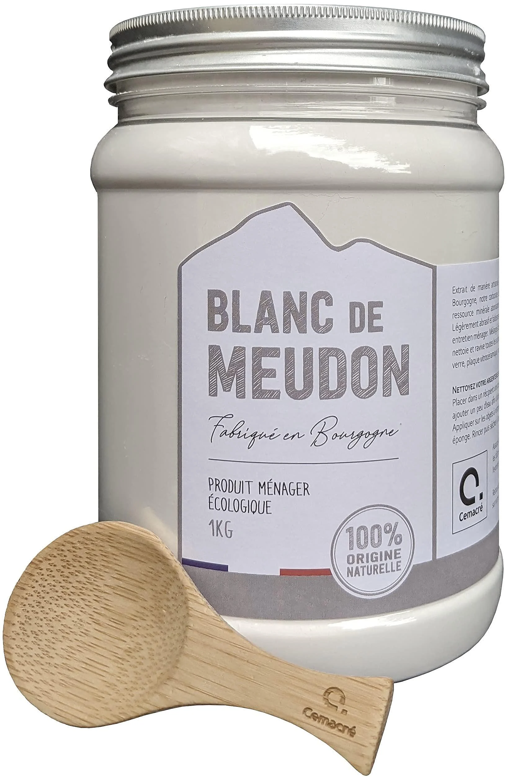 Blanc de Meudon 1 kg Made in Burgundy Fine Cleaning and Ecological Powder + Spoon - Cemacr