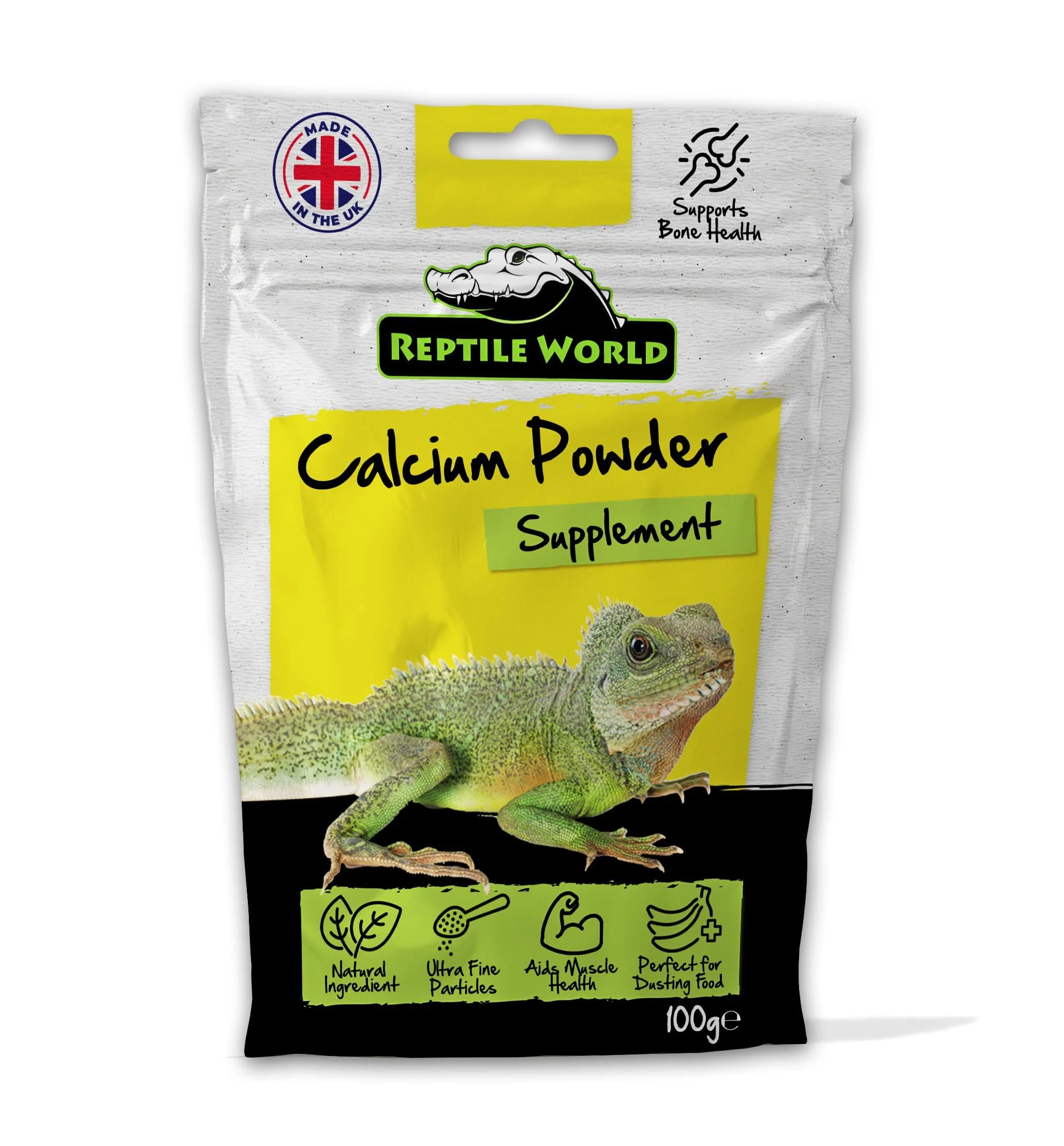 Reptile World Calcium Powder 100g Pouch Calcium for Tortoises Bearded Dragons