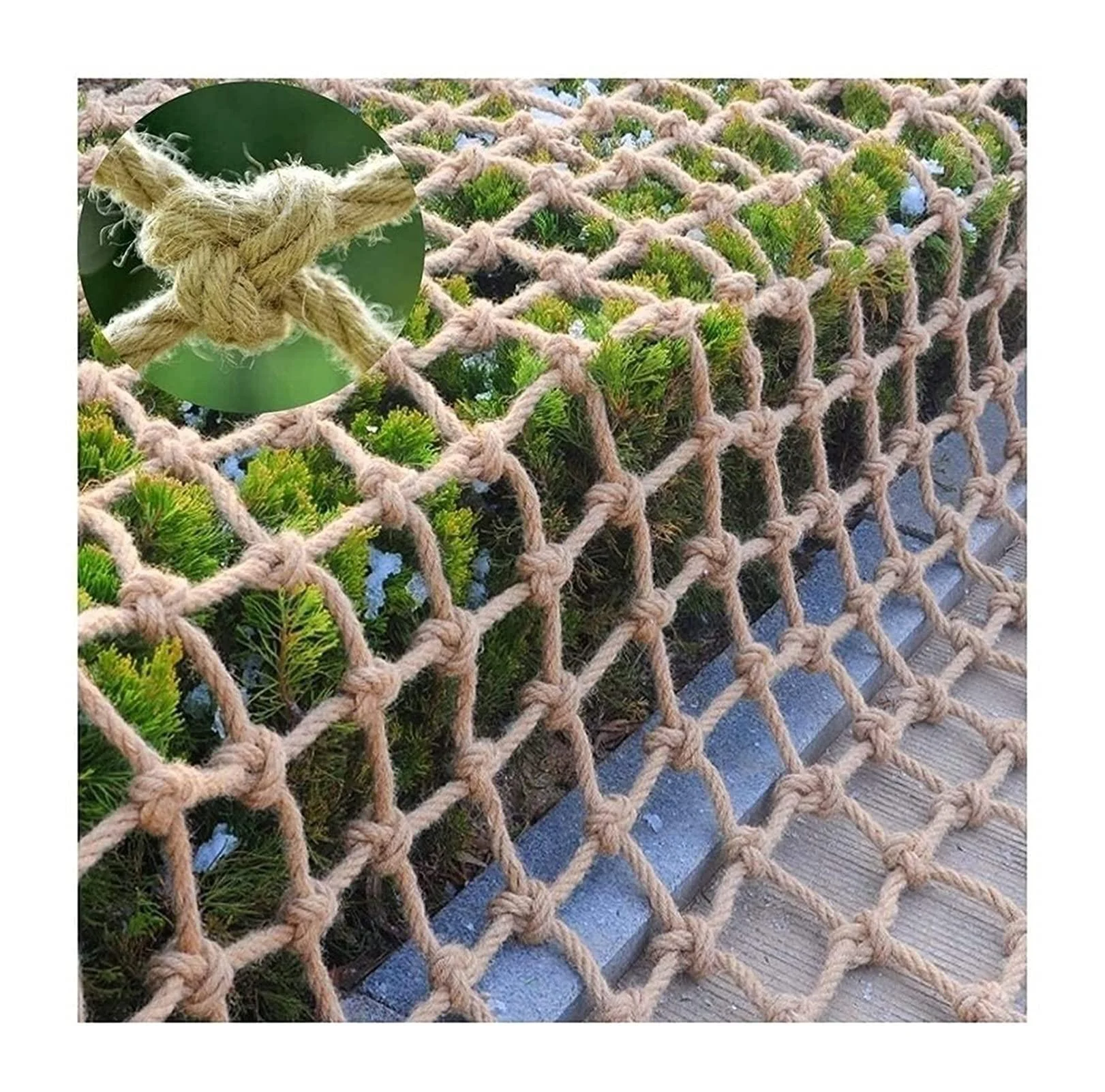 Child Security Net Hemp Rope Cargo Net Outdoor Birds Net Garden Plant Fence Net Kids Rope Ladder Swing Railing Net (3 * 5m(10 * 16ft)) () - HGIURUEIUIGREGHT