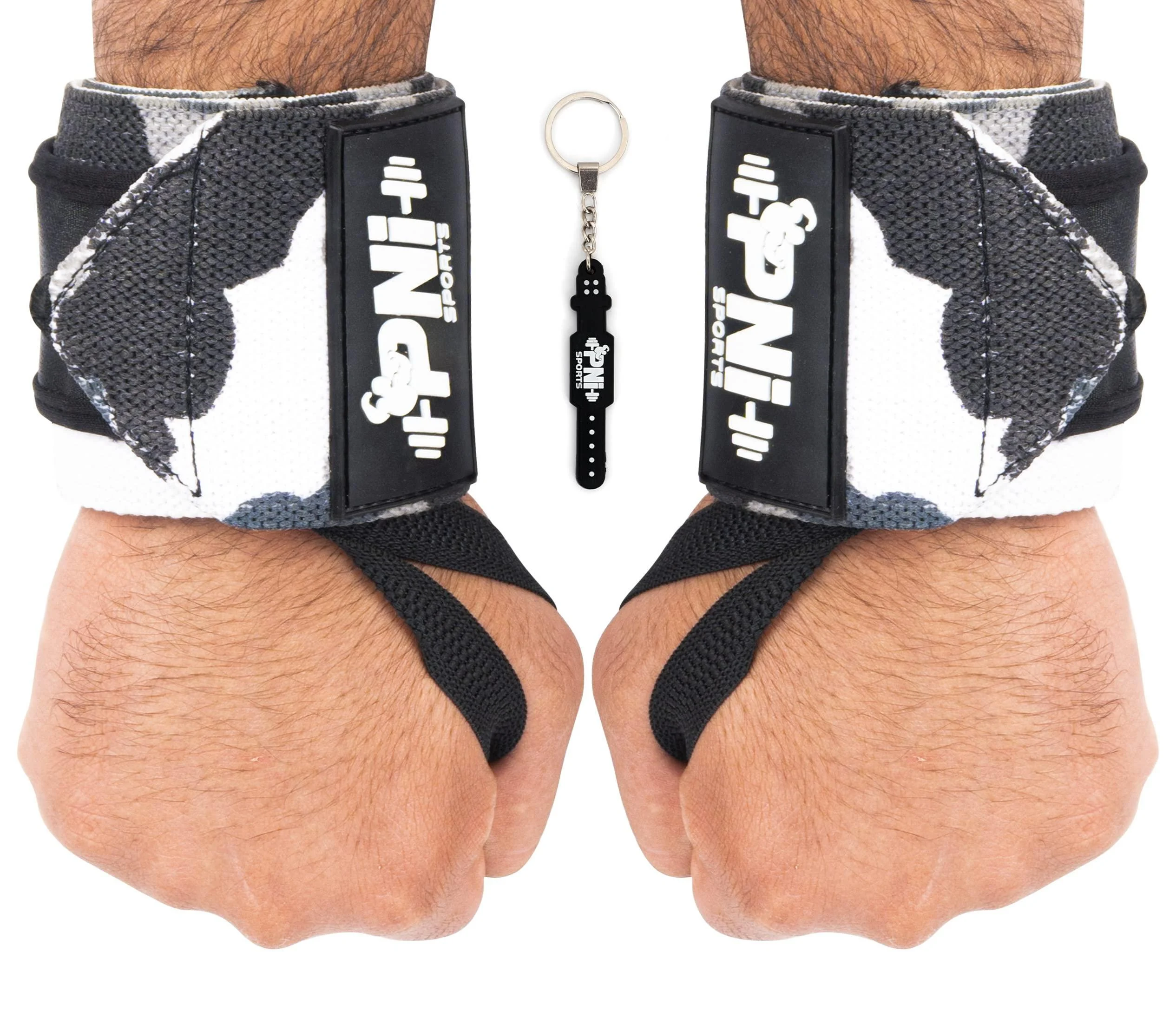 PNI Wrist Wraps Wrist Wraps for Weightlifting, Workouts and Powerlifting | Gym Accessories and Stuff | Wrist Brace and Wristbands Heavy Duty 18 IN GRAY CAMO - PNI SPORTS