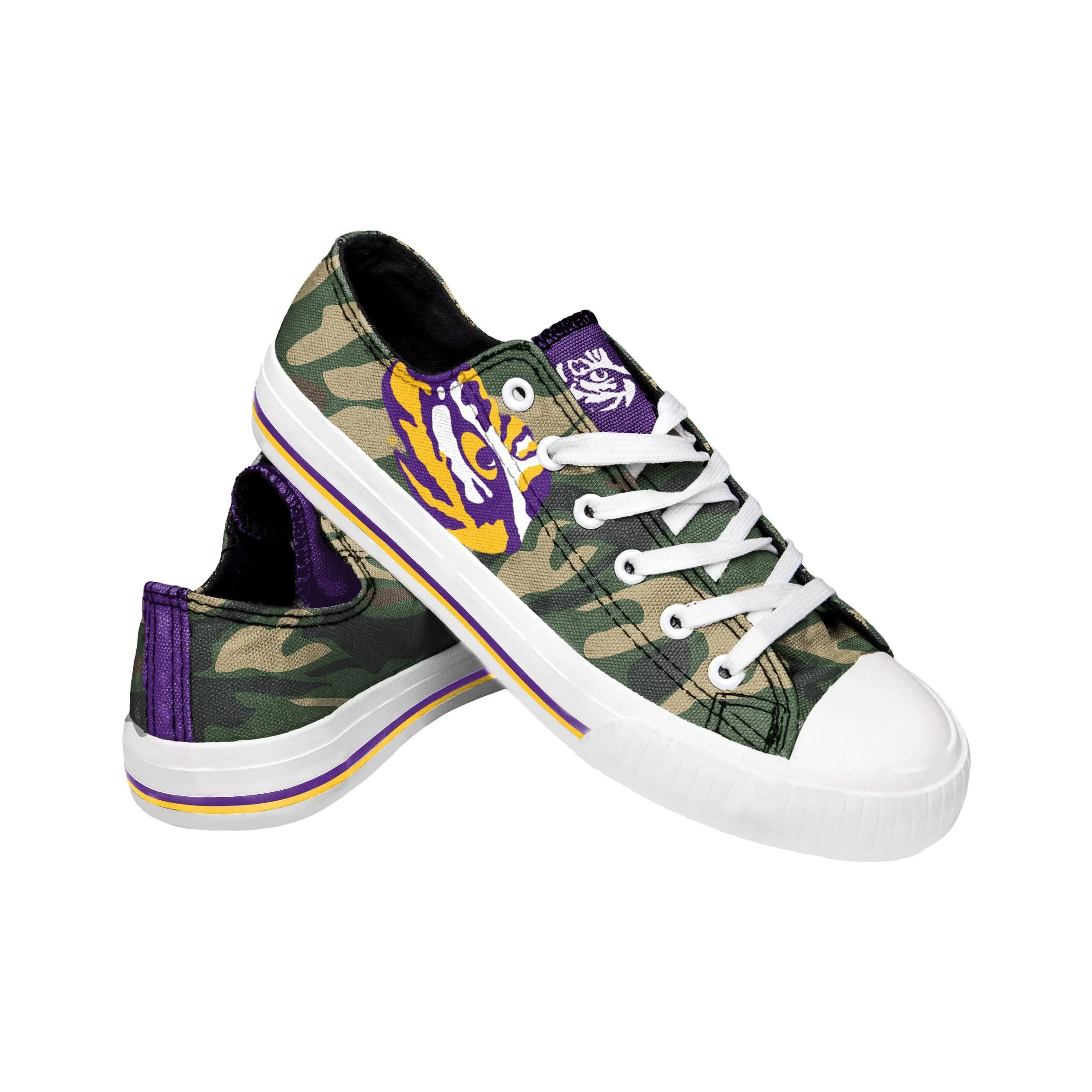 LSU Tigers NCAA Womens Camo Low Top Canvas Shoes - 11