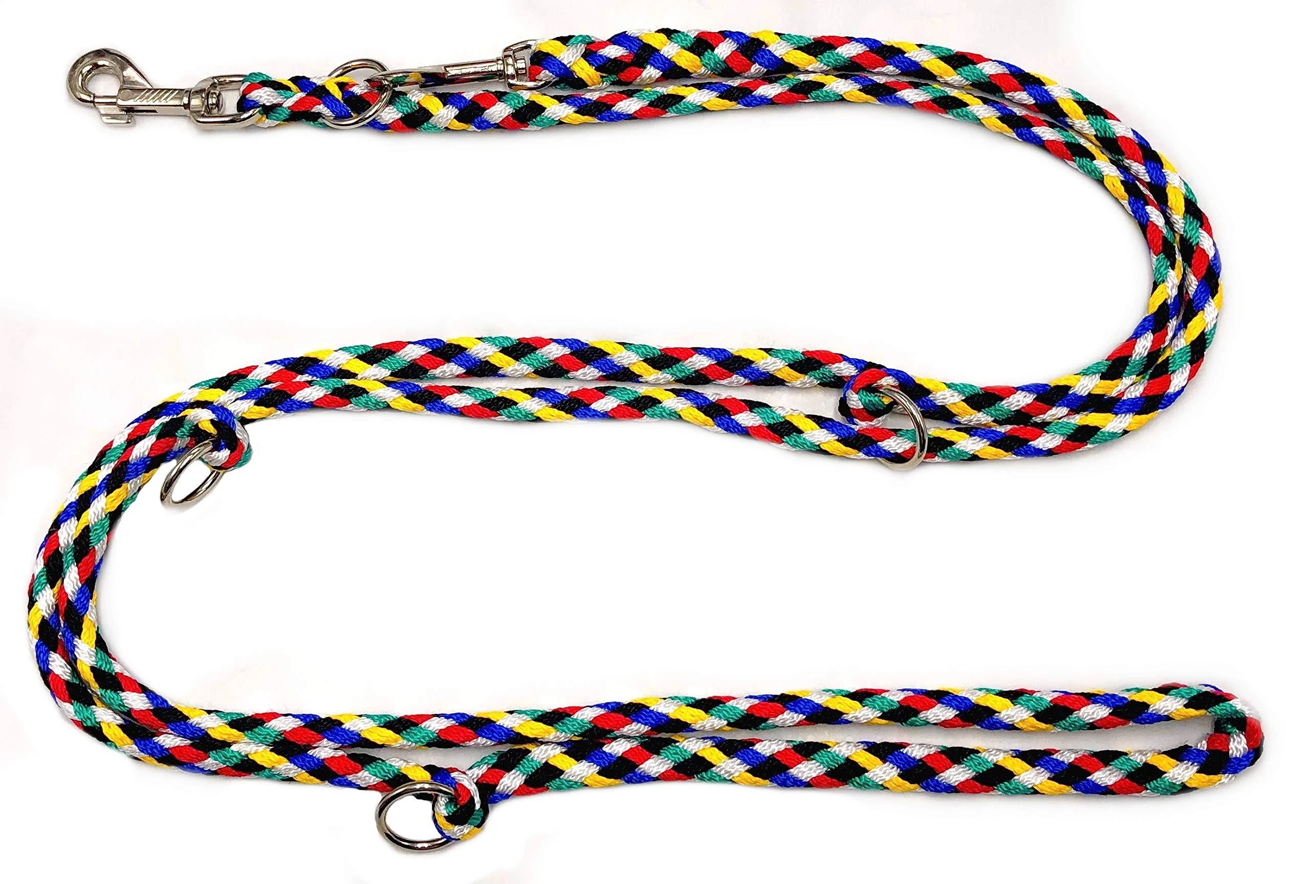Dogeline Double Leash Practice line for medium dogs up to 45 kg over 39 colors very stable (3.50 m multi) 3.50 m black-red-blue-white-green yellow