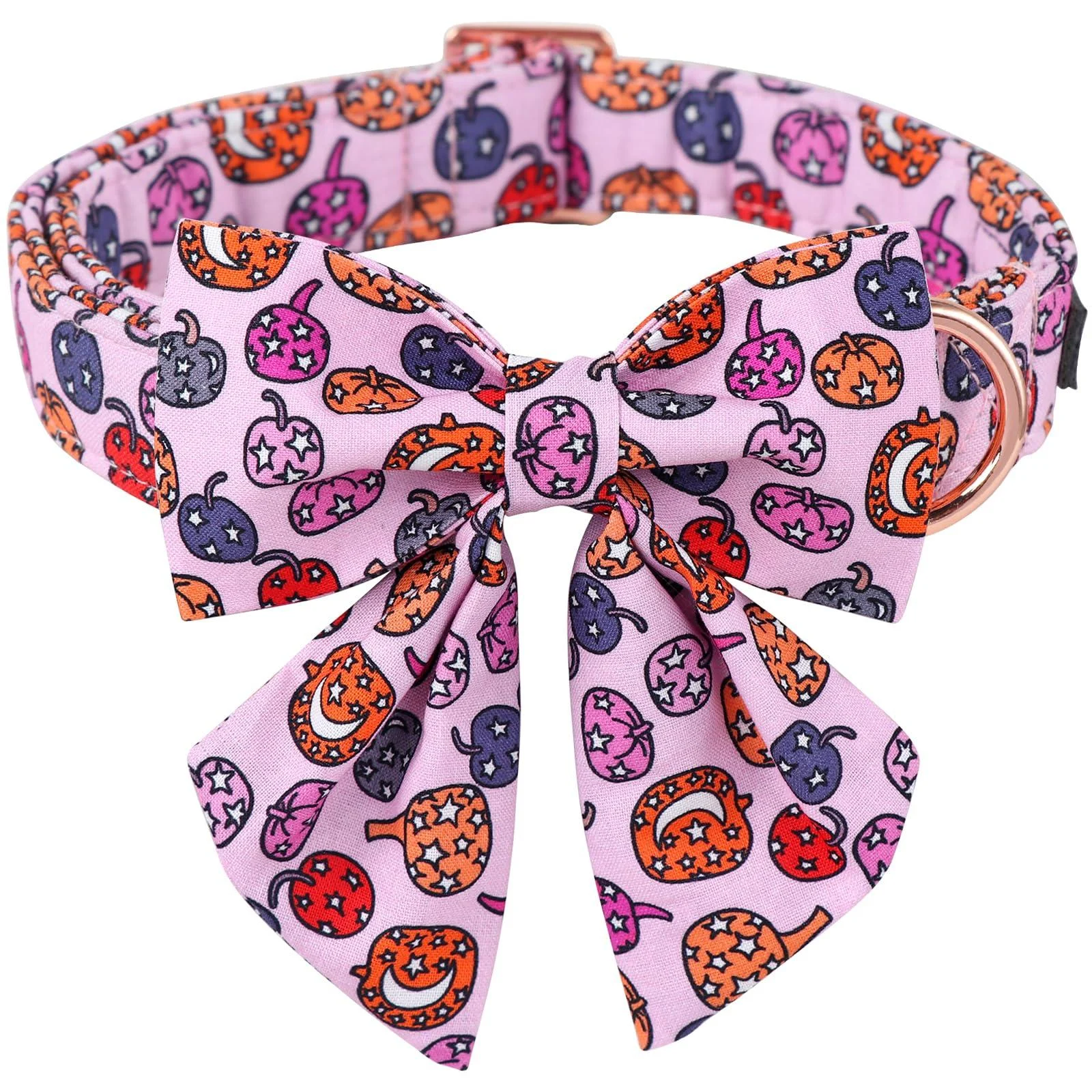 Aring Pet Halloween Dog Hall Band sweet pink pumpkin dog collar with sailor fly cotton Halloween pumpkin lamp dog collar with metal buckle X-Small (pack of 1) pumpkin lamp