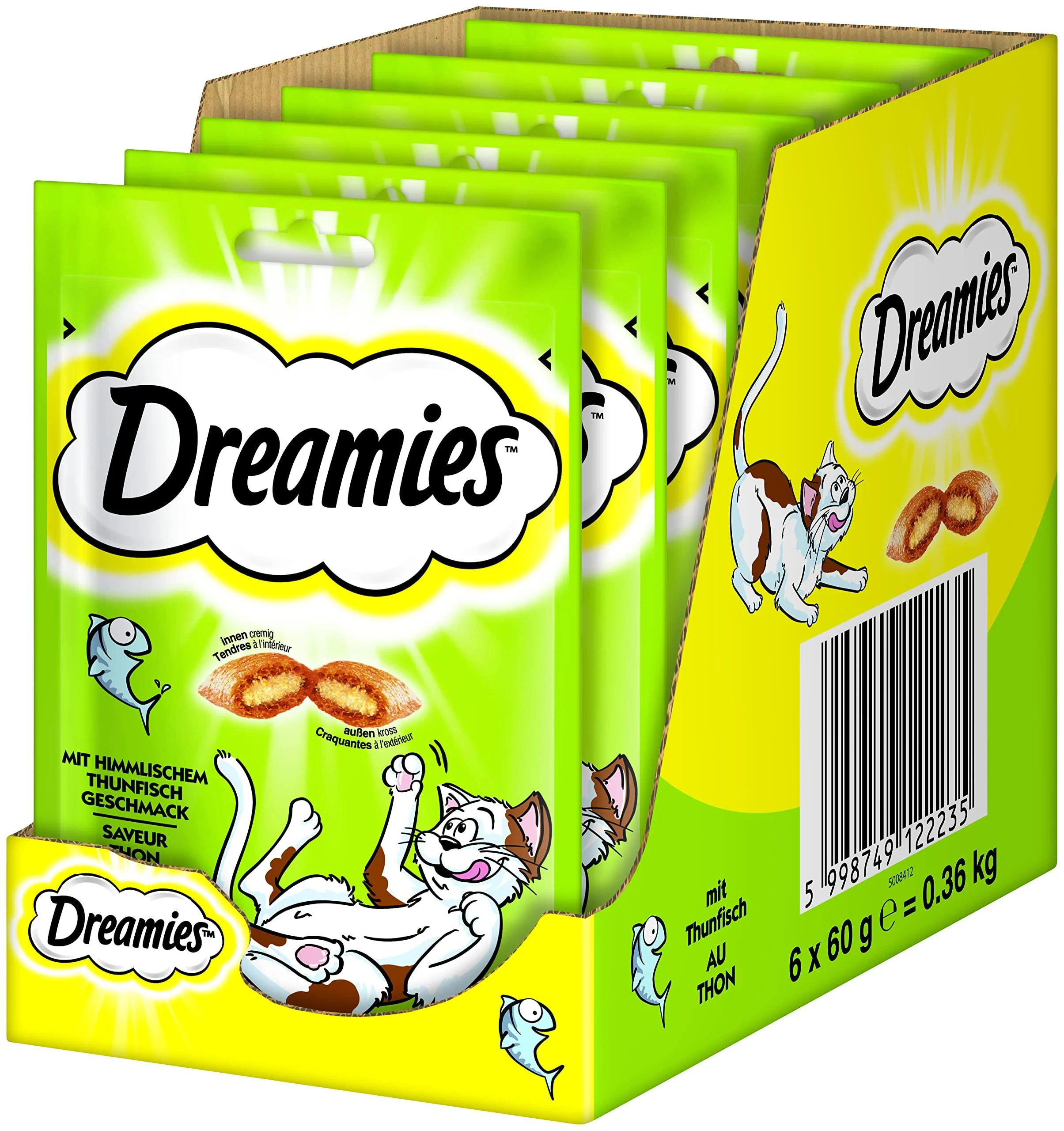 Dreamies Classic Cat Snacks with Tuna Fantastically crispy pockets with a tender filling 6 x 60g Tuna 360 g (1 pack)