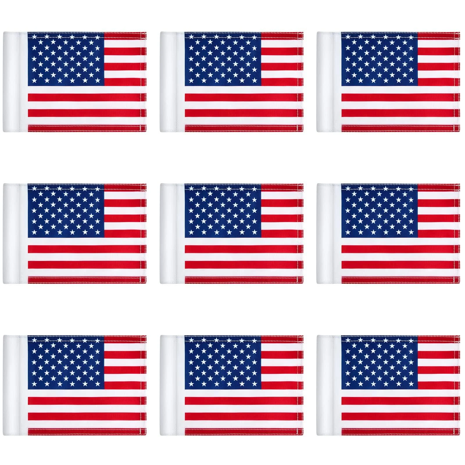 Moukeren 9 Pieces Golf Flag 8 l x 6'' H Double Side Standard Practice Putting Green Flags Regulation Tube American Flag for Golf Cart Yard Training
