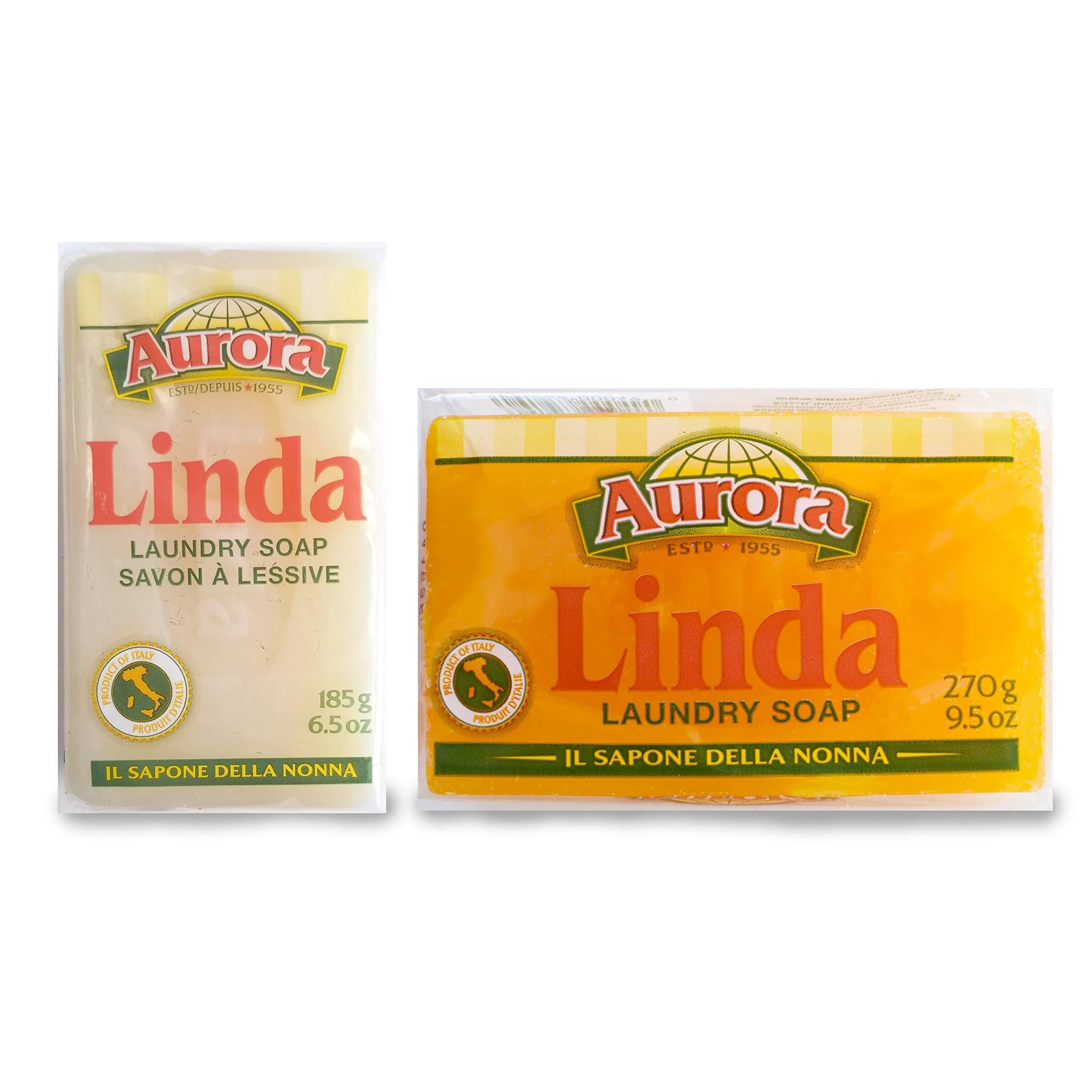 Linda Italian Laundry Soap Bar Bundle 9.5 oz and 6.5 oz