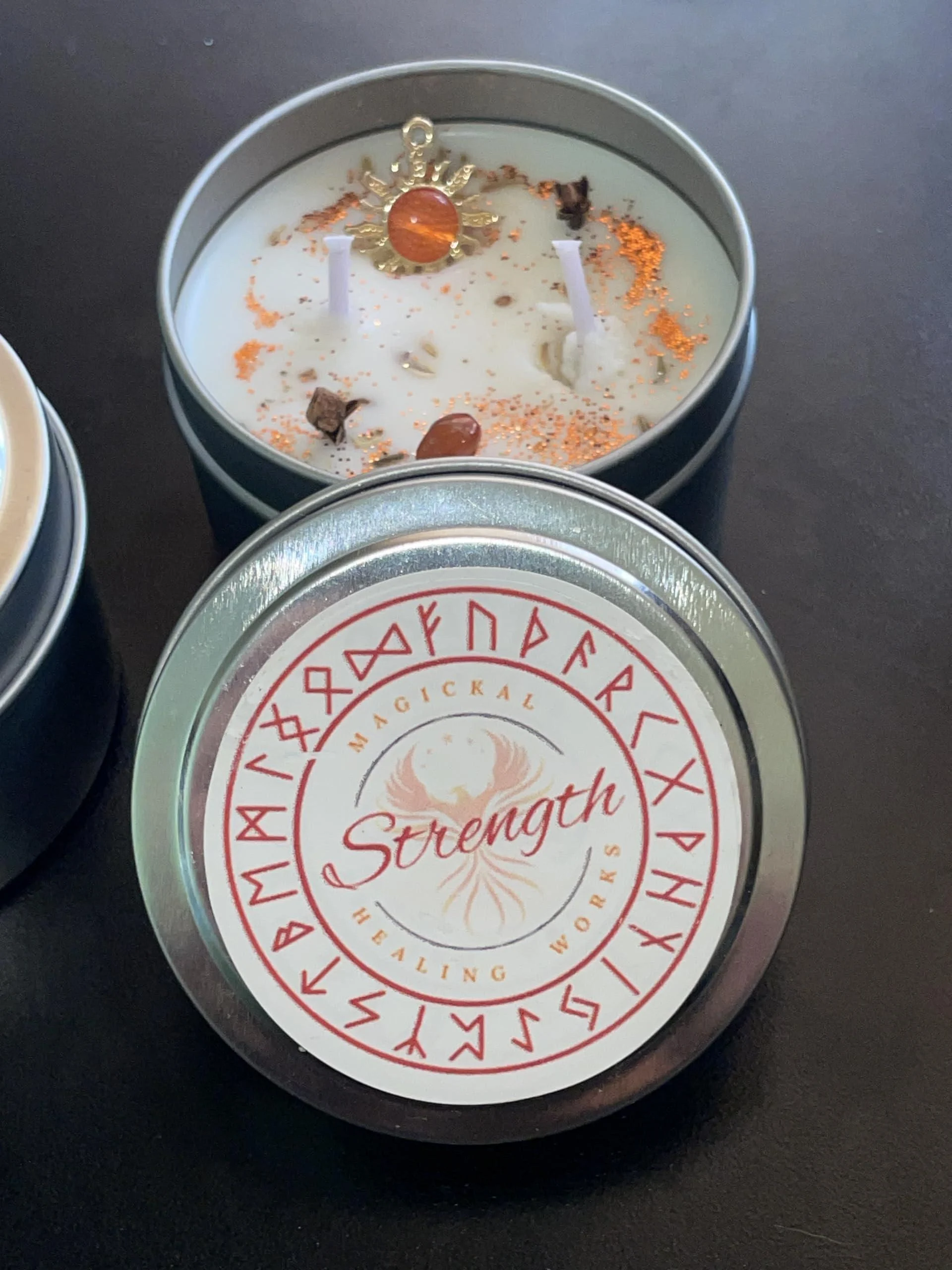 Aromatherapy Soy Wax Intention Candle - Strength - Blood Orange & Cinnamon Scented, White