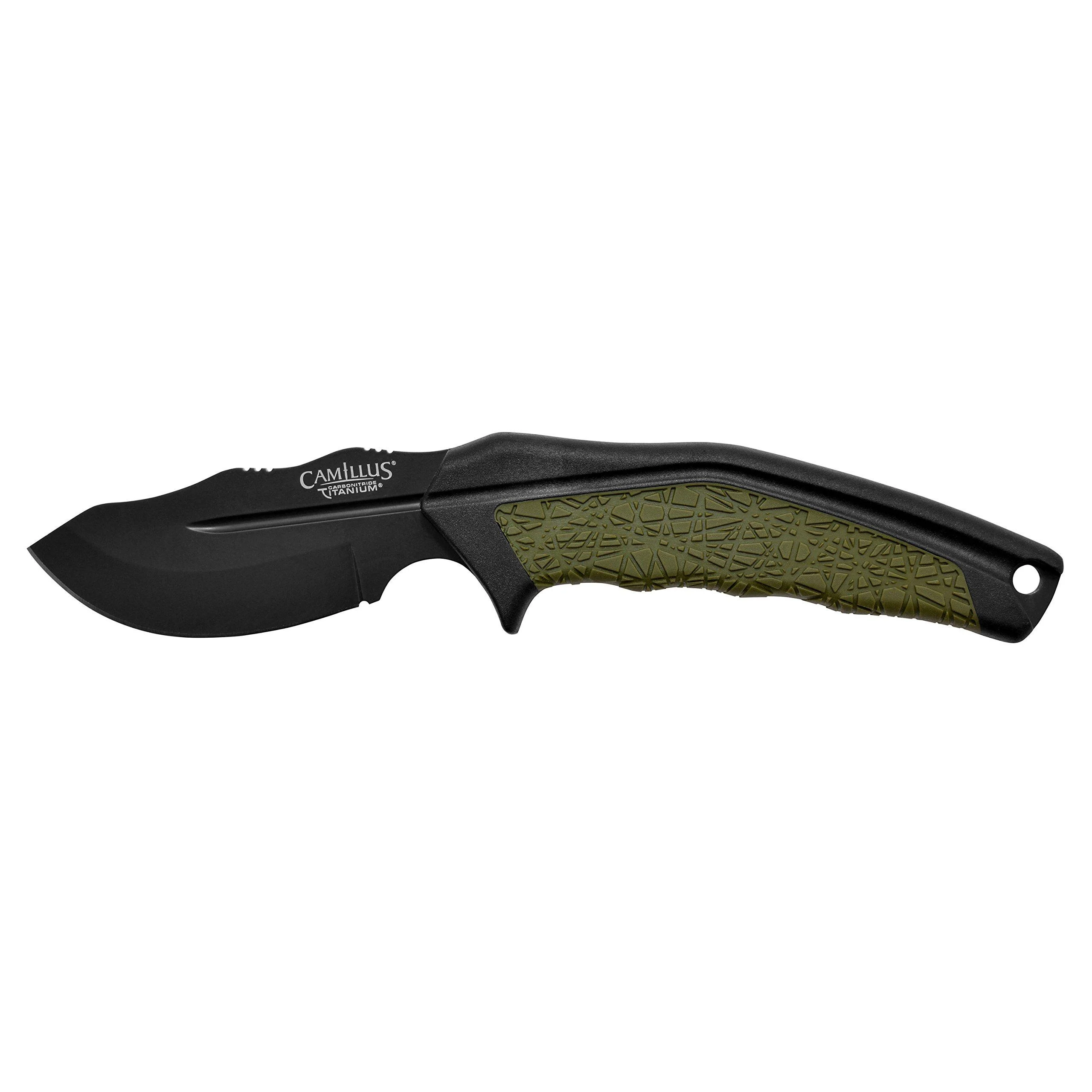 Camillus 19287 HT-8.5 Hunting knife including ballistic nylon sheath 8.9 cm carbonitride Titanium Aus-8 steel blade GFN/TPE handle black/green 21.6 cm