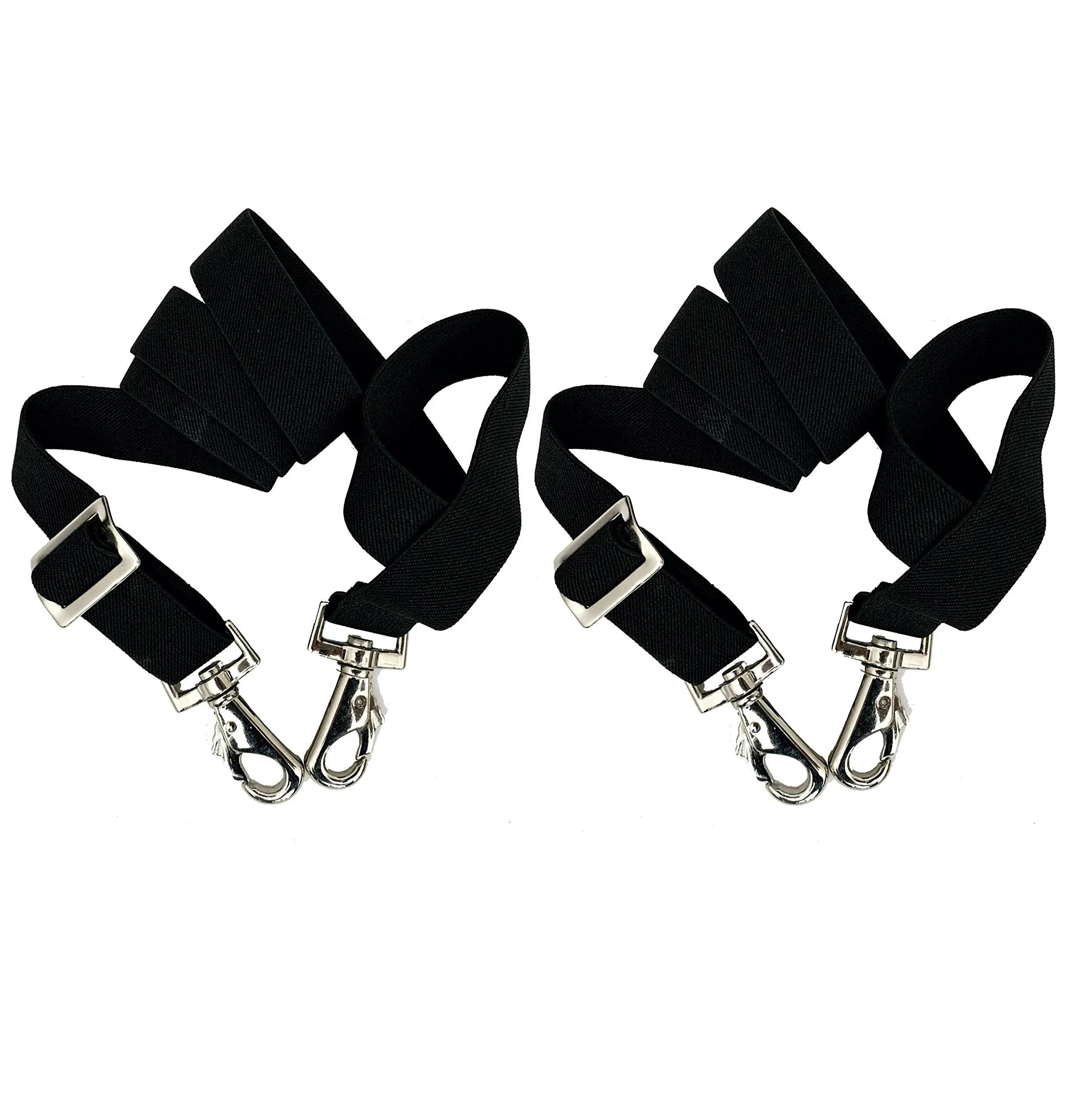 Majestic Ally Pack of 2 Adjustable Length Horse Blanket Sheet Replacement Elastic Leg Strap with Double Swivel Snaps - Black