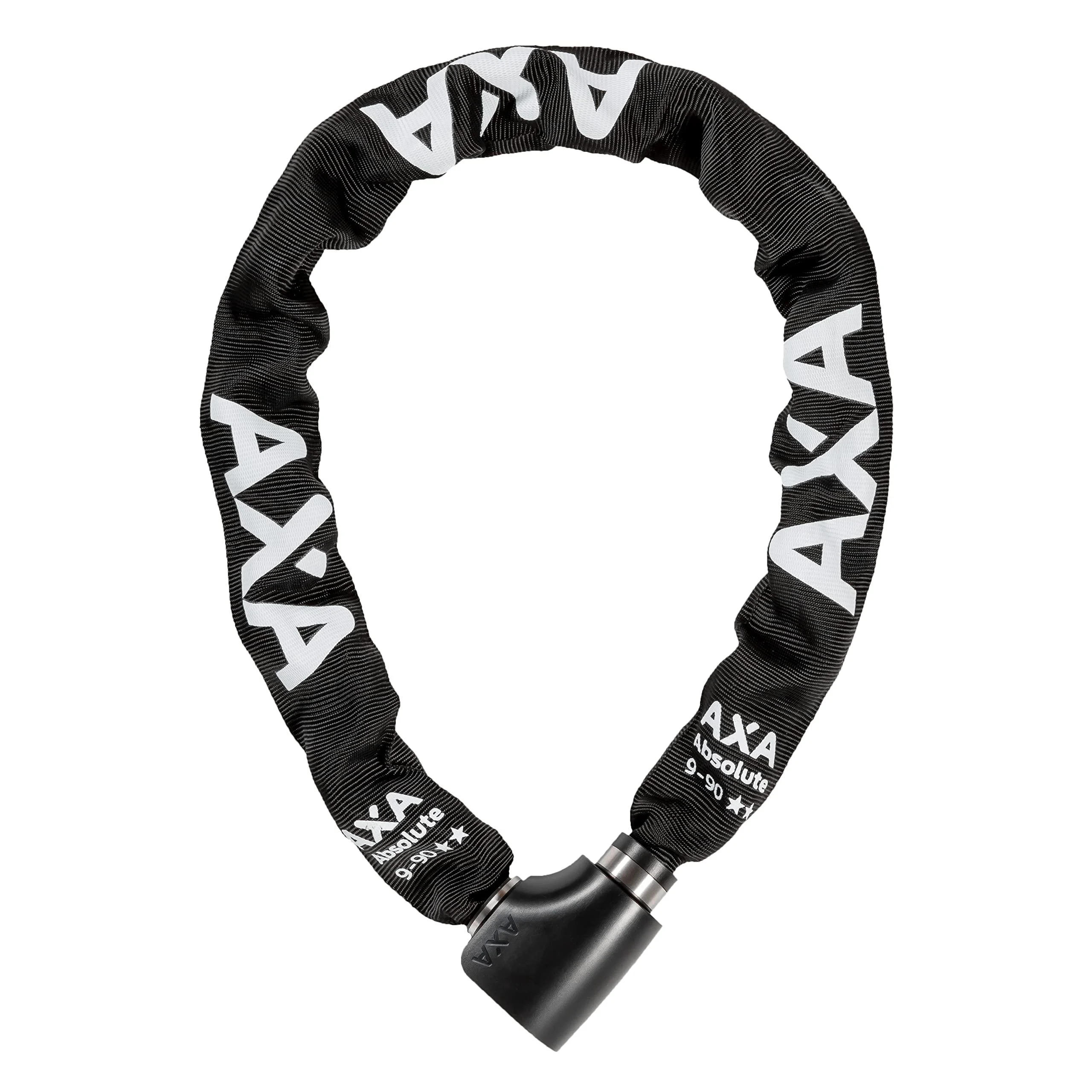 Axa absolute 9-90-bicycle lock-chain lock-high security-safety level 14-steel members 9 mm-length 90 cm-black polyester shell