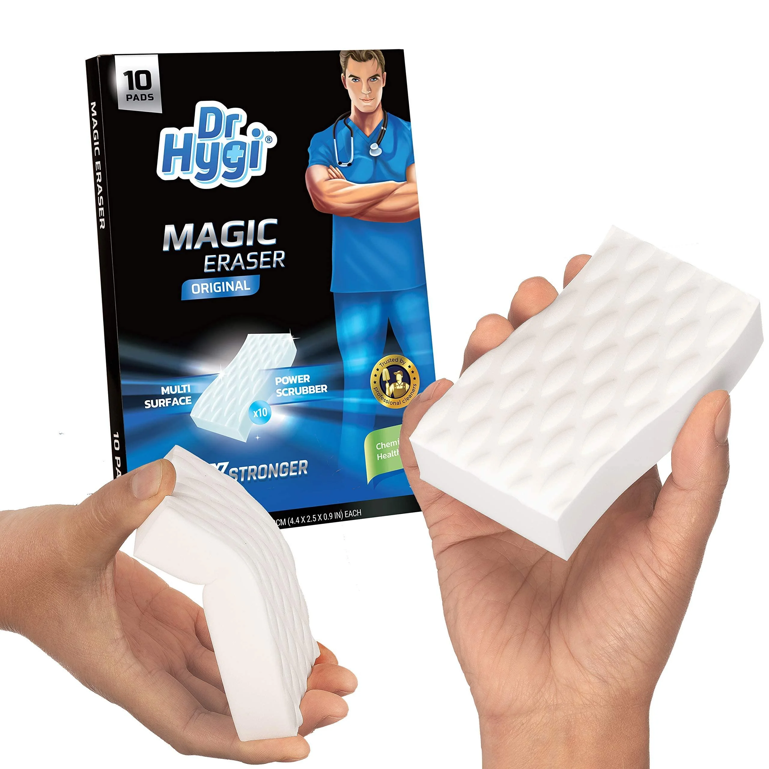 10 x Magic Erasers by Dr.Hygi | Heavy Duty Chemical-free Magic Sponges For Cleaning | Magic Eraser Sponge for Mark & Stain Remover