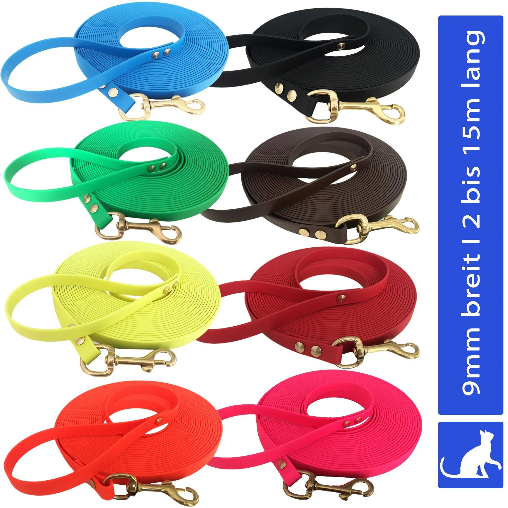 Bio -line light cat leash from Biothane - 4 m long and 9mm wide I in neon green i tow lines leash leash with hand loop for small and large cats 4 m neon green