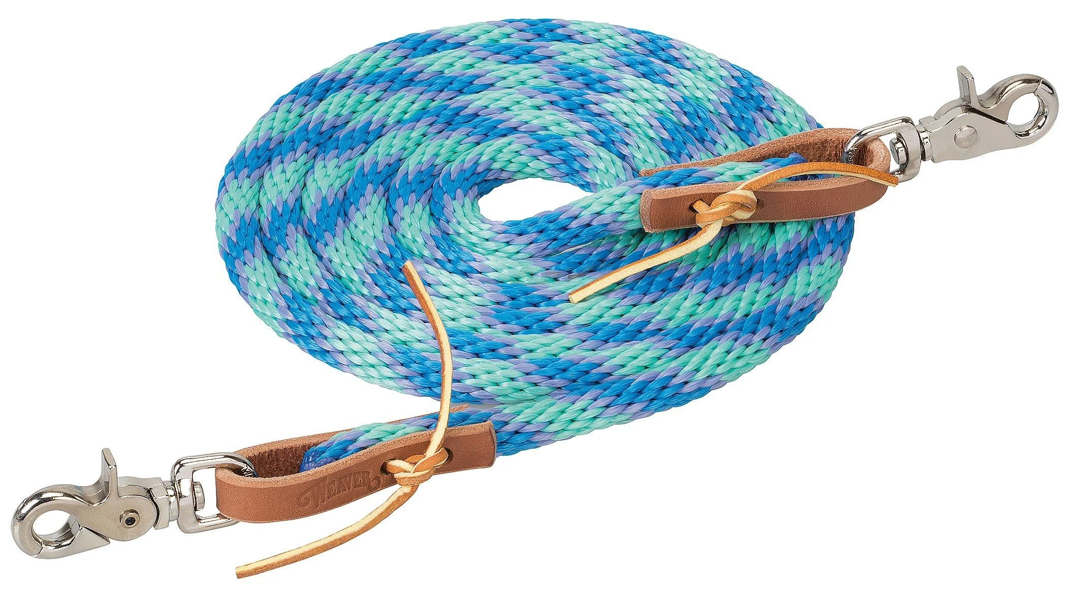 WEAVER Leather Drawstring Reins 3/8" x 8' Mint/Lavender/French Blue