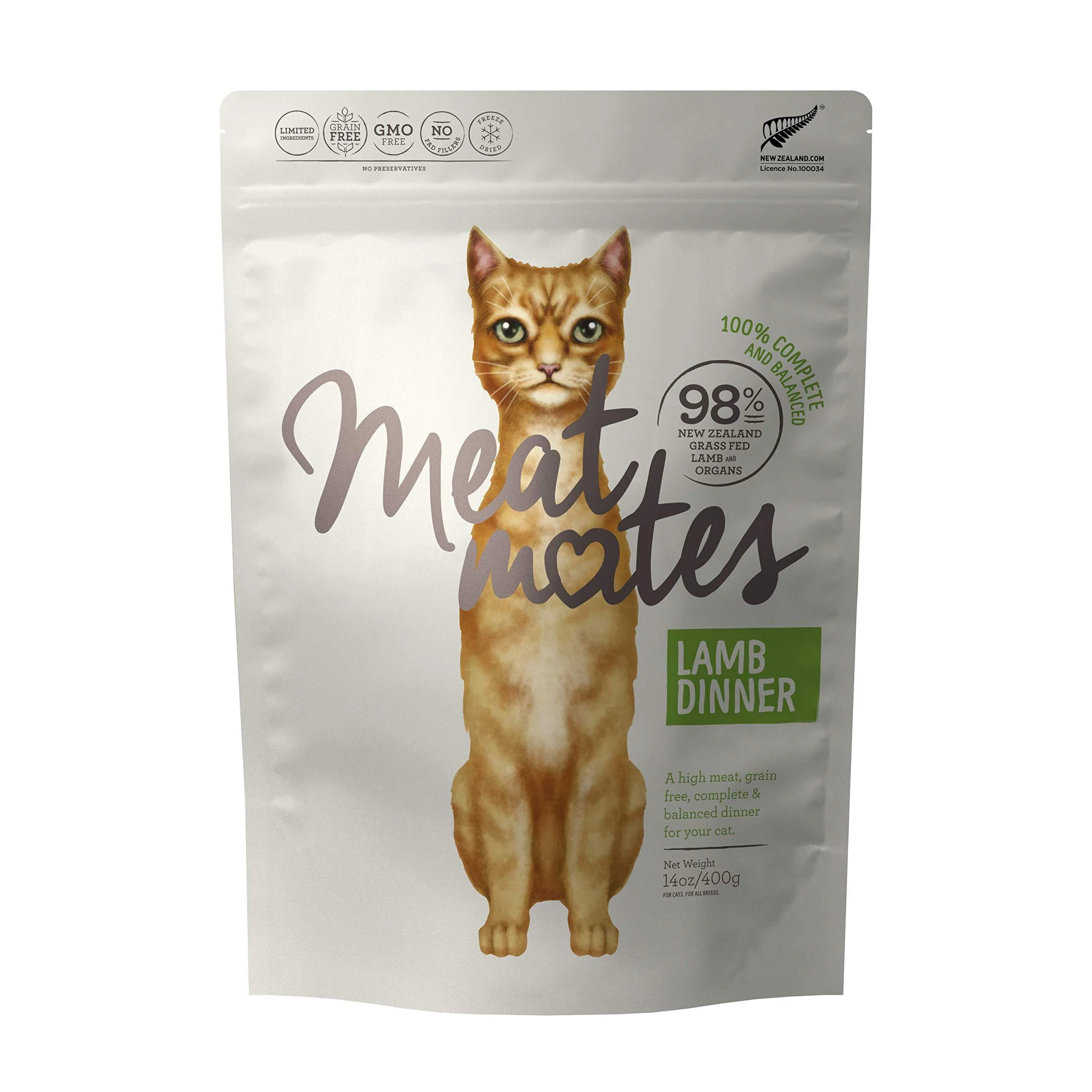 Meat Mates Grain-Free Freeze-Dried Cat Food Lamb 14oz