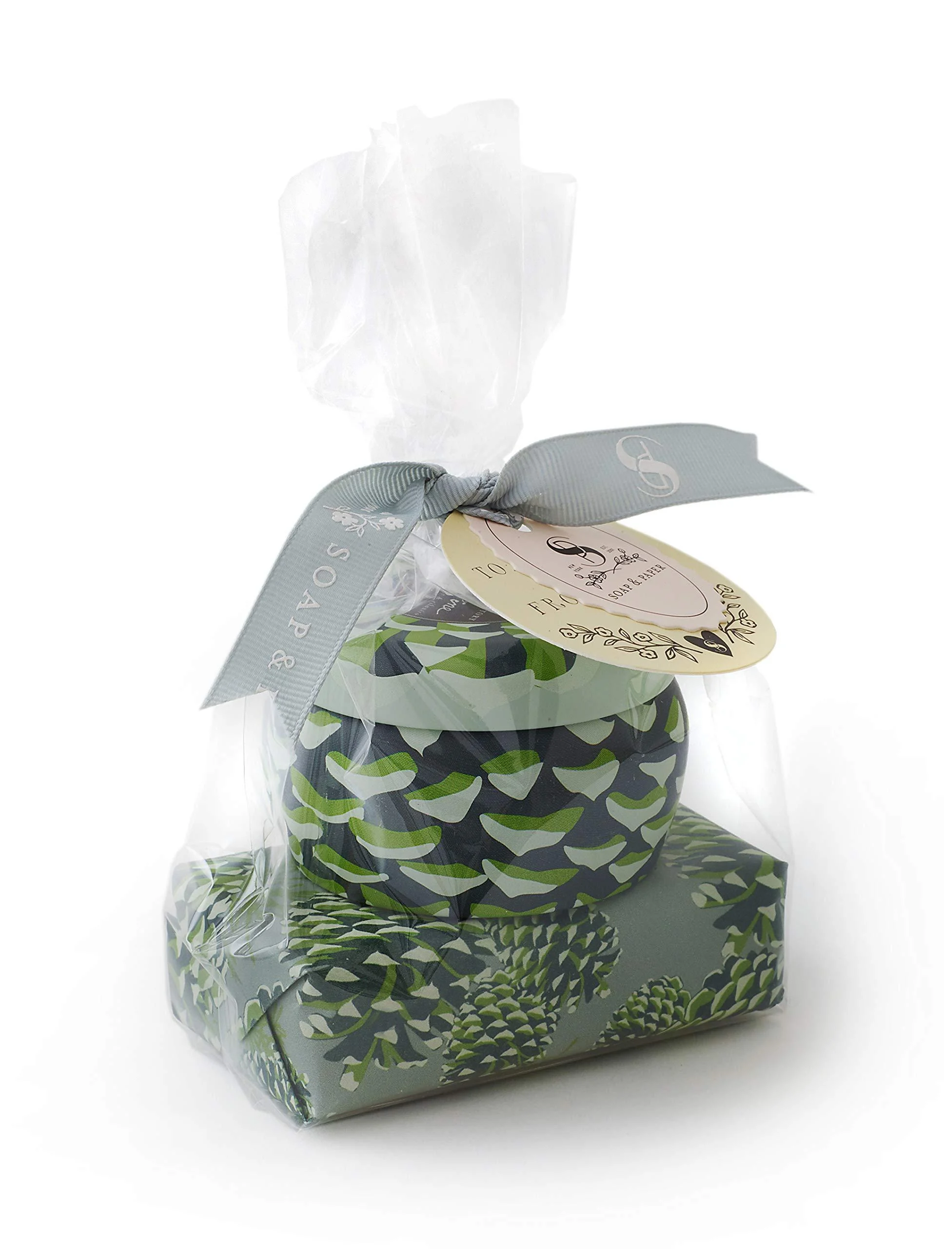 Soap & Paper Factory Roland Pine 3 oz Small Tin Soy Candle and 5 oz Soap Gift Set - Soap and Paper Factory