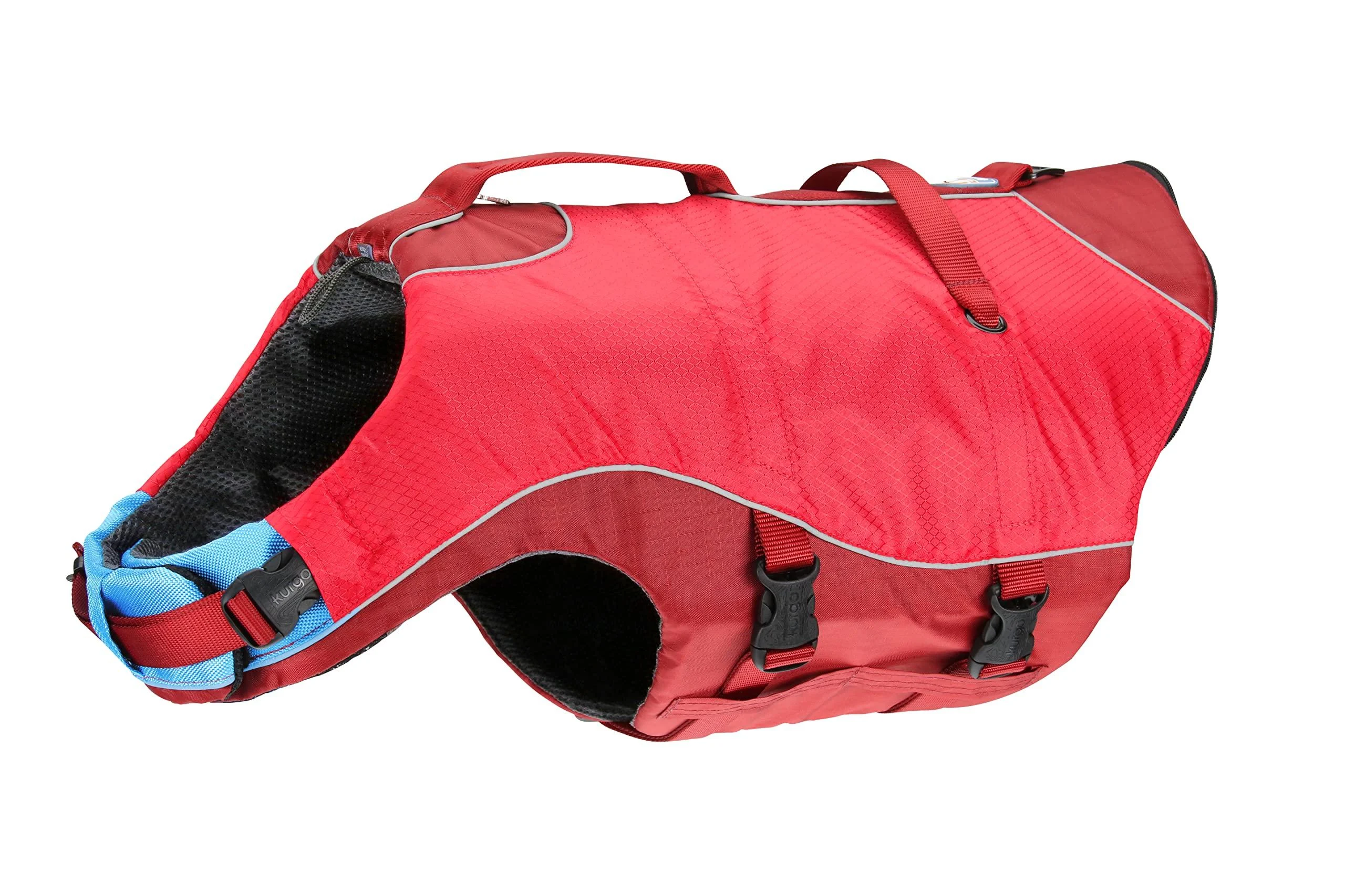 Kurgo Surf N Turf dog life jacket tear-resistant material equipped with reflectors and 2 handles size M red