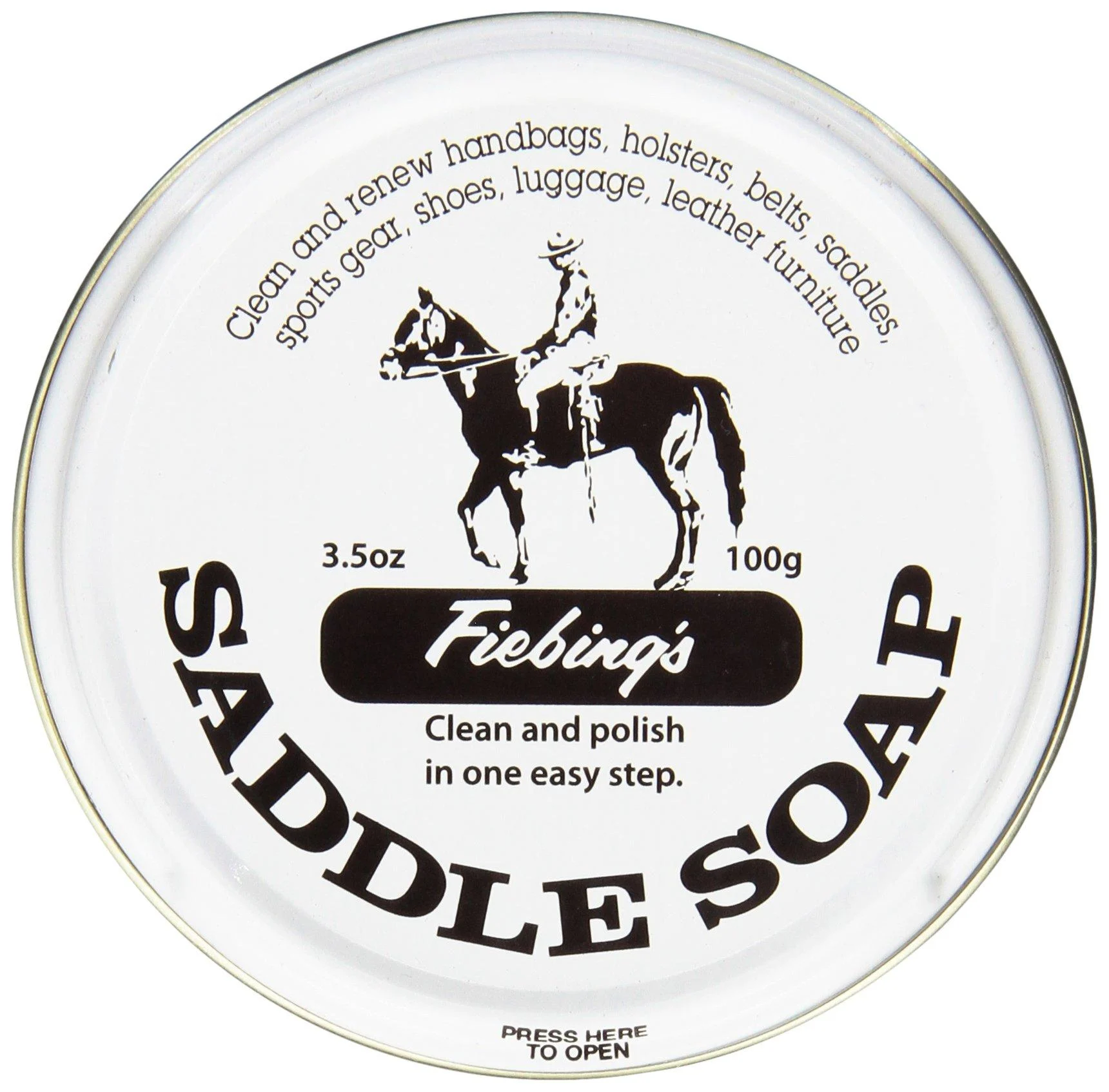 Fiebing's Saddle Soap White 3.5 oz | Polish and Clean Leather | Revives Color