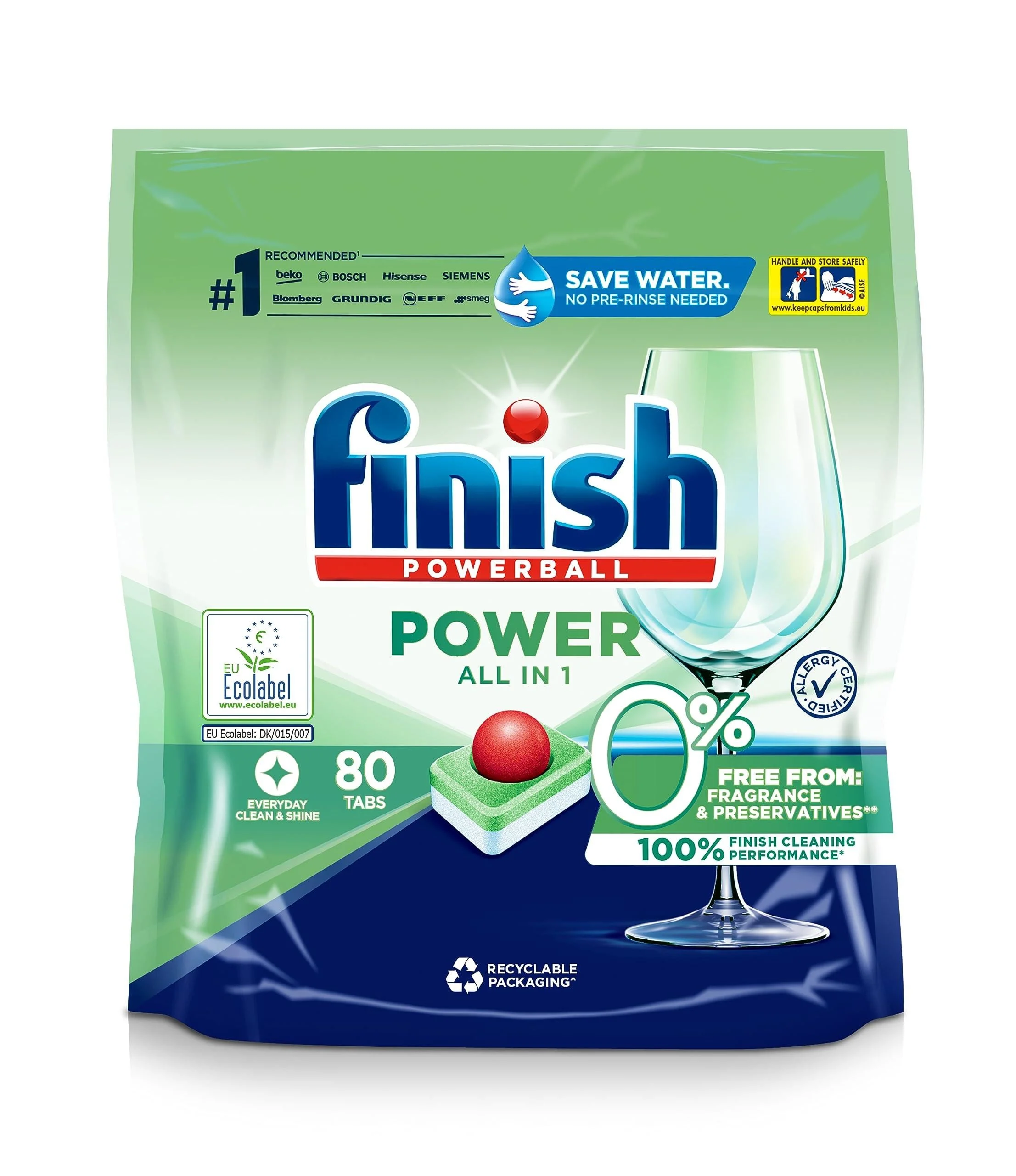 Finish 0 Percent Dishwasher Tablets - 80 Tabs