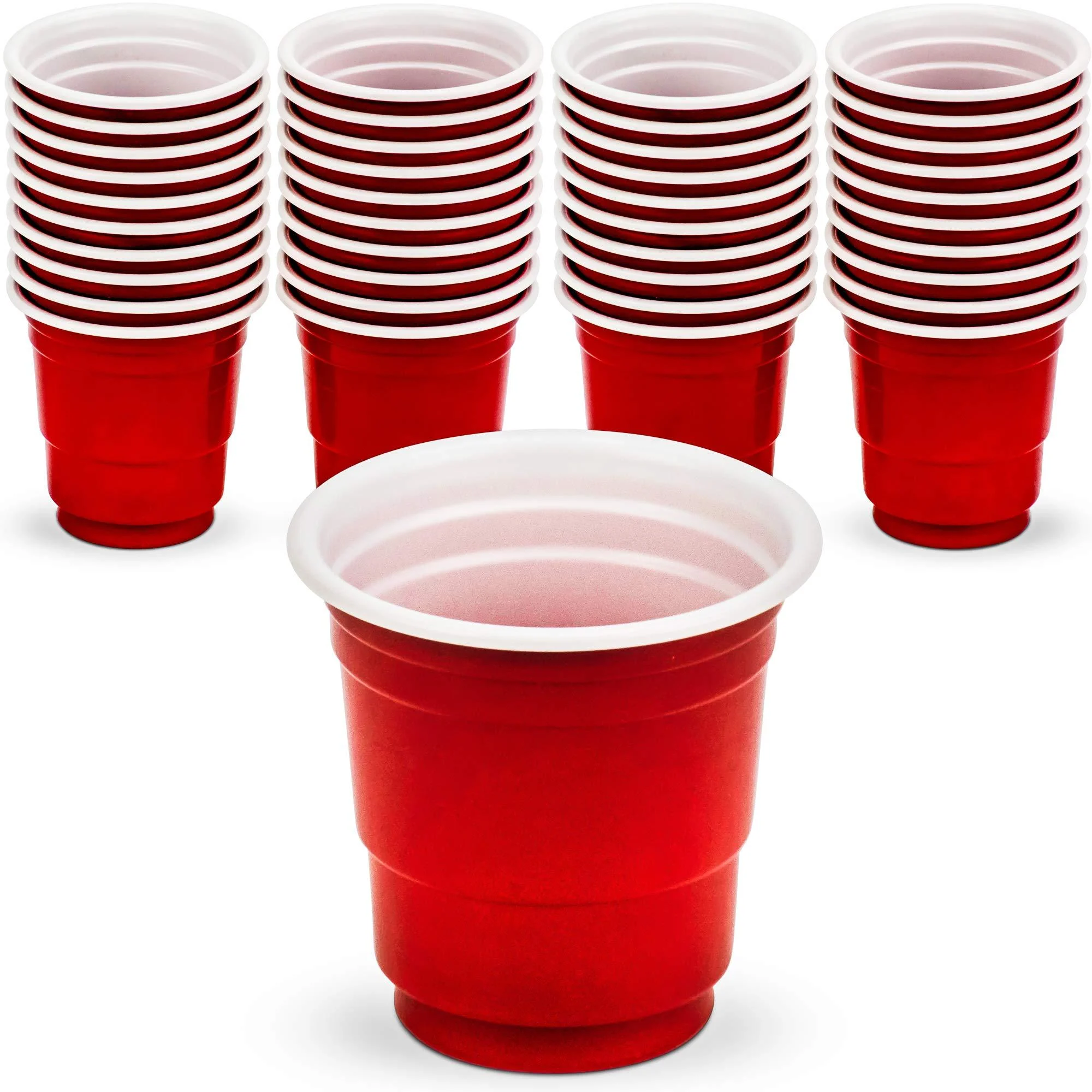 DecorRack 2 Oz Shot Glasses Plastic Shot Cup Disposable Party Cups Mini Cups Shot Glasses Red (40 Pack)
