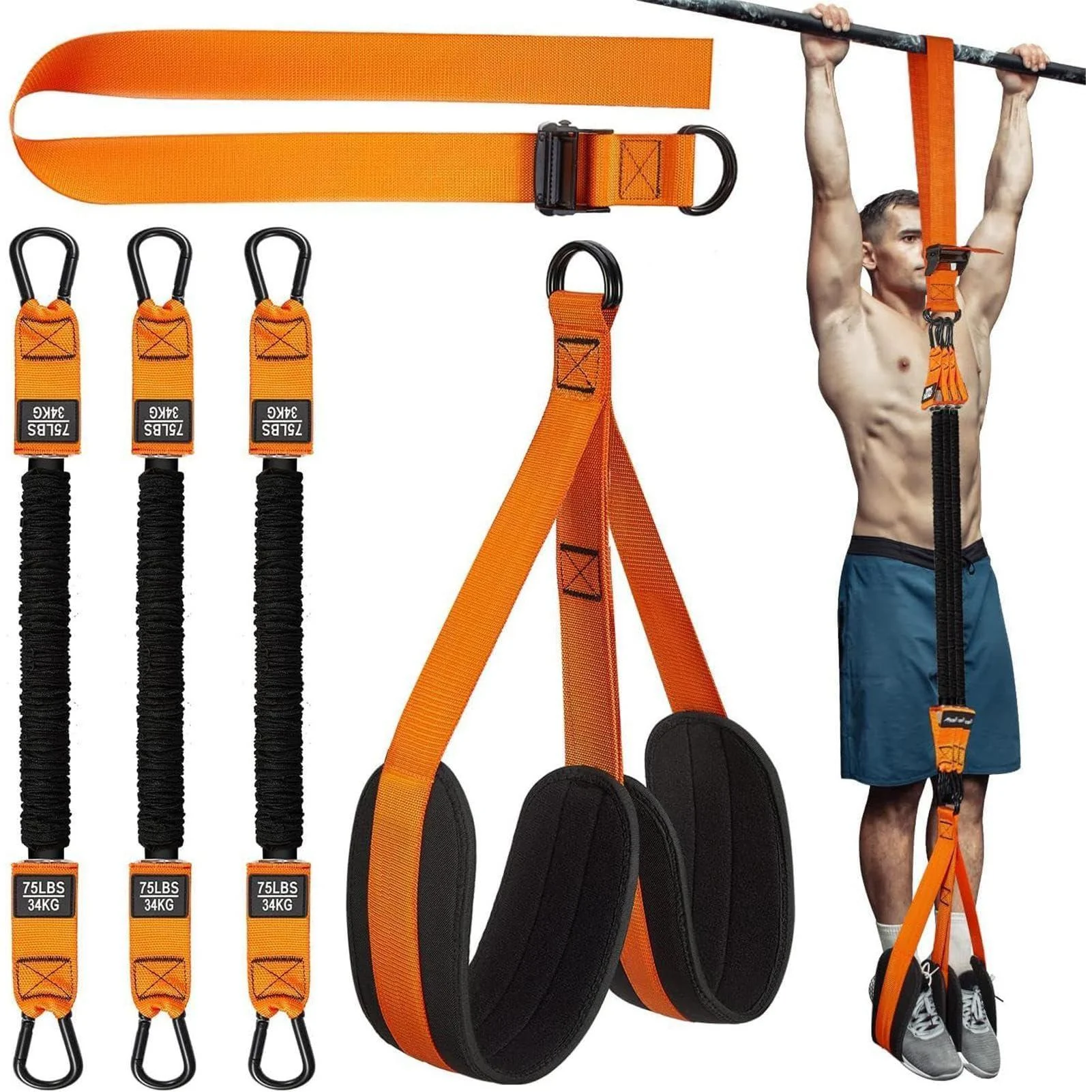 Fovolat Gym Pull up Bands | 210 Pounds Assistance Bands for Pull up - High Intensity Strength Training Tool Workout Equipment for Home Gym Orange1