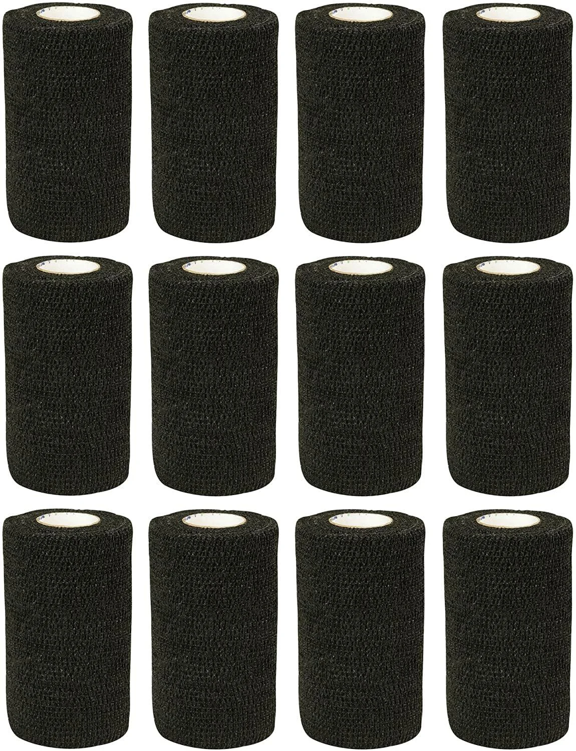 Cohesive Bandage - 12 Rolls x 10cm x 4.5m First Aid Sports Wrap Bandages COBOX Pet Vet Wrap Self Adherent Cohesive Bandages Black