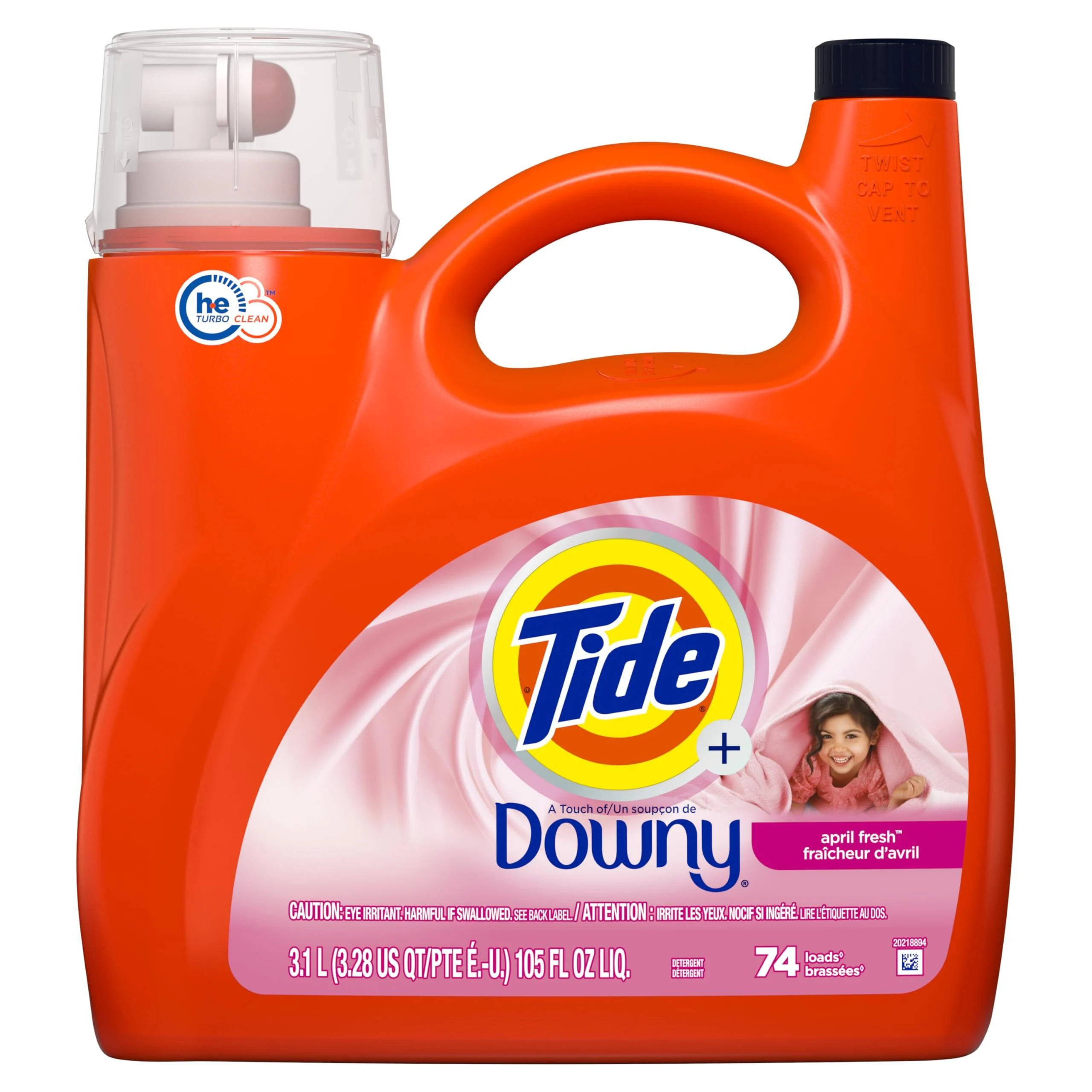 Tide Plus A Touch of Downy Liquid Laundry Detergent April Fresh Scent 105 fl oz 74 Loads HE Compatible