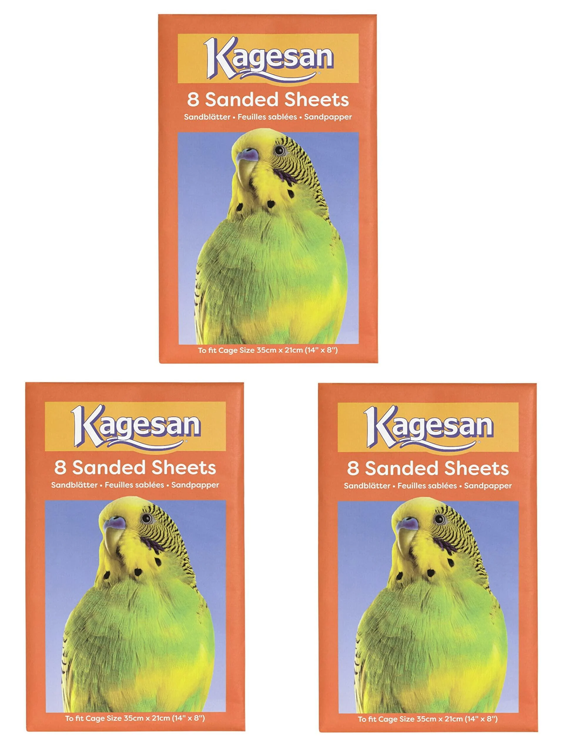 3 PACK KAGESAN ORANGE BIRD CAGE SAND PAPER SHEETS 24 SHEETS 35 X 21 CM 14 X 8 - Generic