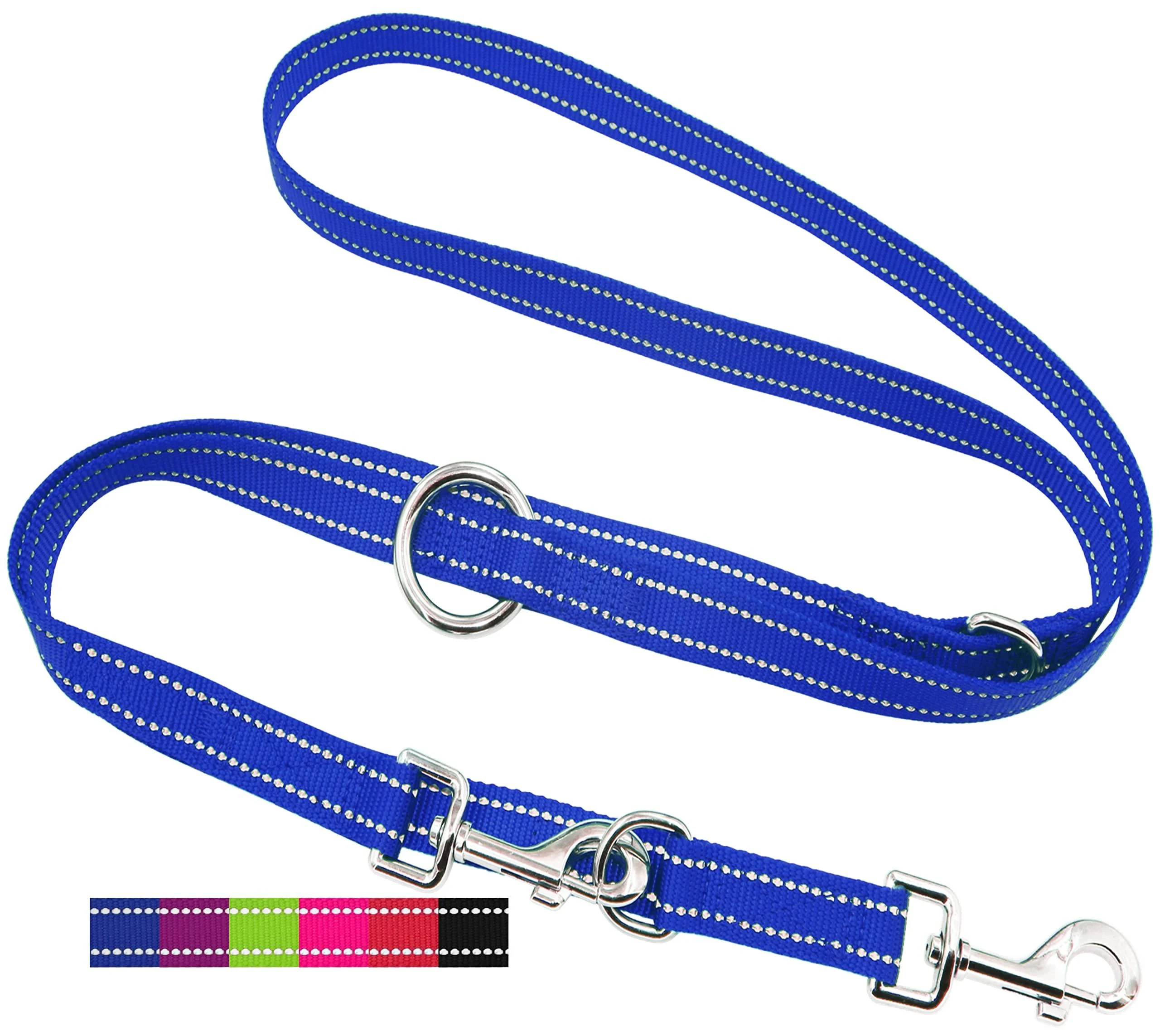 Dey - Premium dog leash nylon 2m |Reflecting |3 -way adjustable |For small medium -sized and large dogs |Many colors | Doubleein dog |Tow leash |Fire leash |Puppy leash |Blue S S - 1.5 x 200 cm blue -reflecting