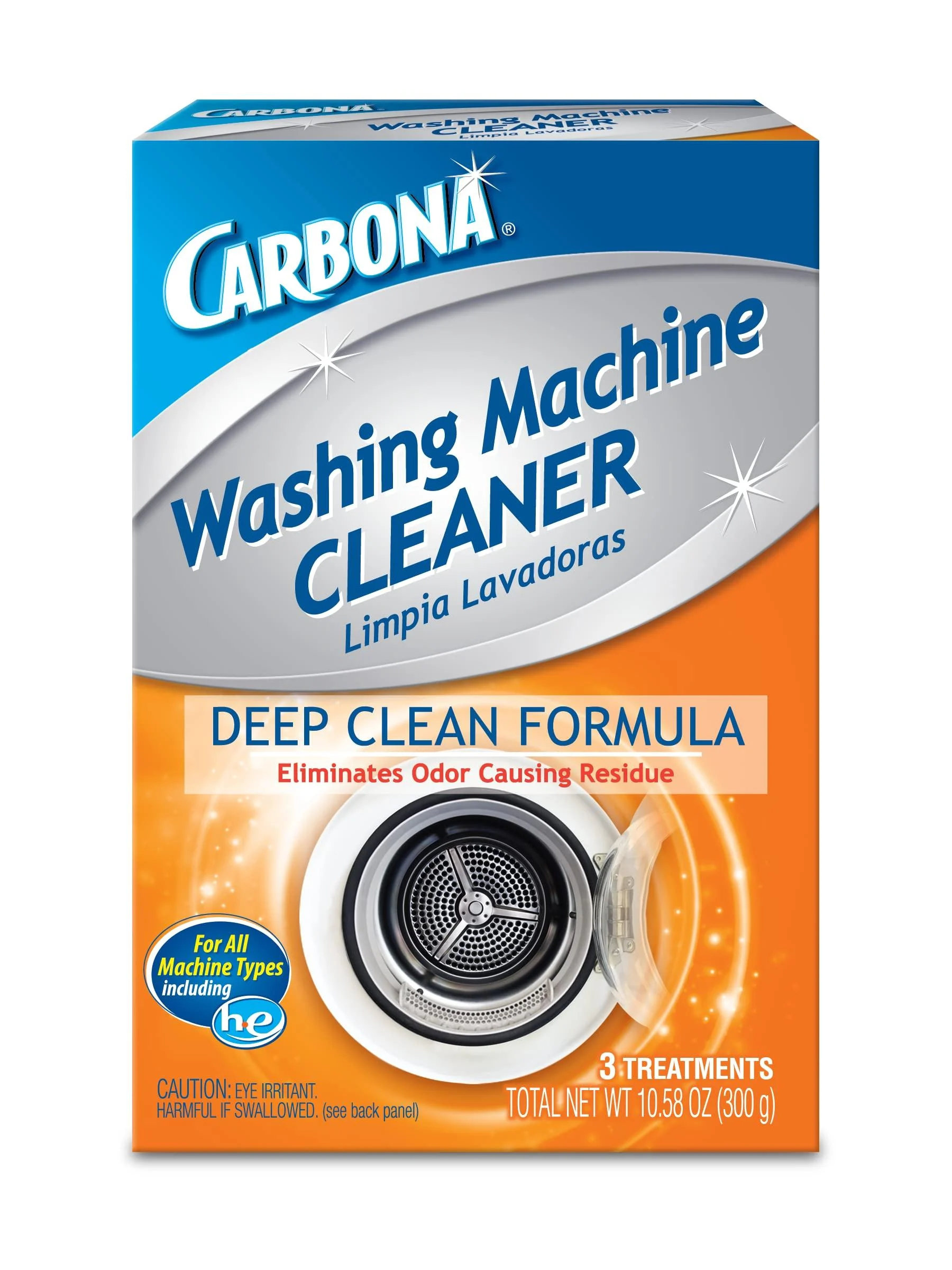 Carbona Washing Machine Cleaner | Eliminates Odor & Residue | 3 Count, 1 Pack 1 Pack (3 Treatments)