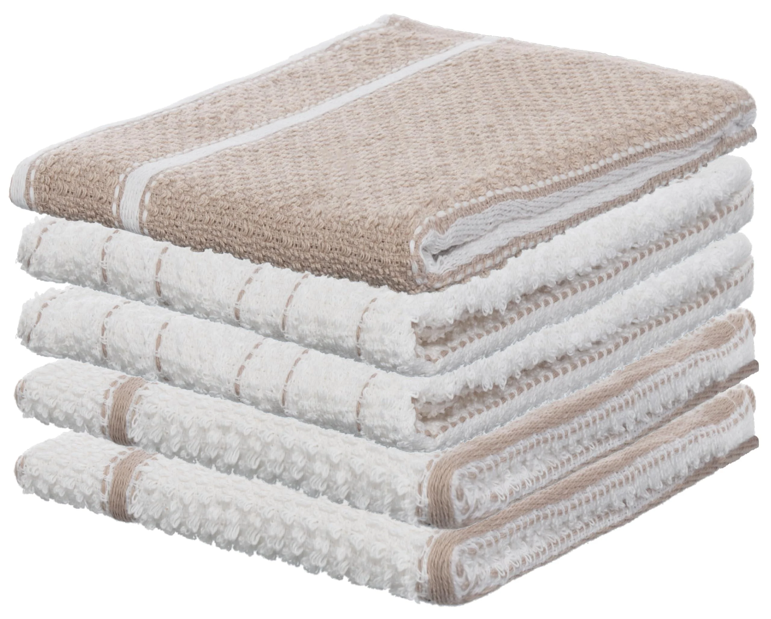 Brandselle 5 Pack terry -kitchen towel dish towel 100% cotton - absorbent quick -drying hard -to -wear - size: approx. 45x65 cm - beige 5 -pack beige