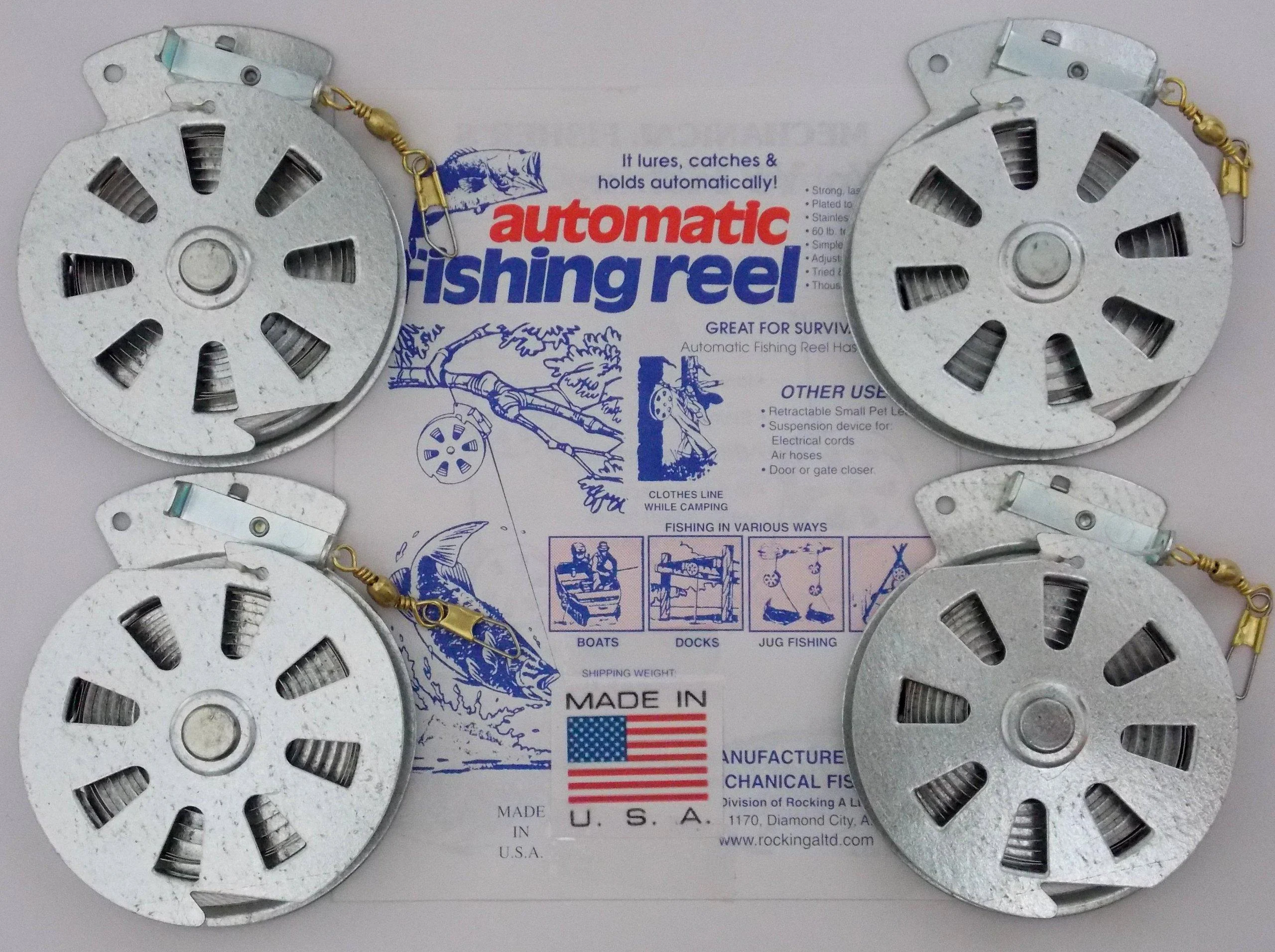 Mechanical Fisher's Yo Yo Fishing Reels -Package of 4 Reels- Yoyo Fish Trap -(FLAT TRIGGER MODEL)