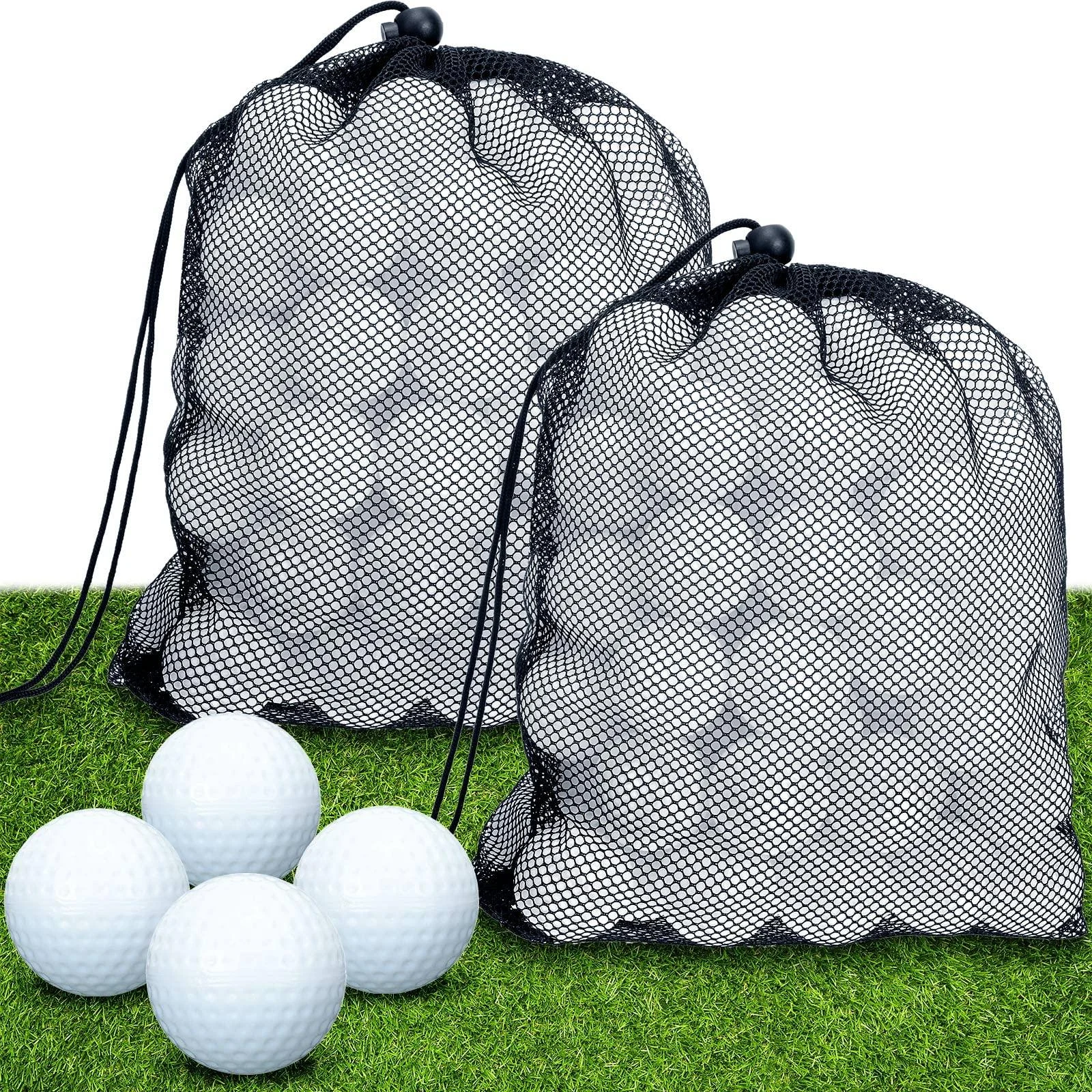 200 Pcs Plastic Practice Golf Balls Limited Flight Training Golf Balls Swing Practice Indoor Golf Balls with 2 Pcs Mesh Golf Ball Bags for Home Indoor Outdoor Backyard Driving Range - Yunsailing