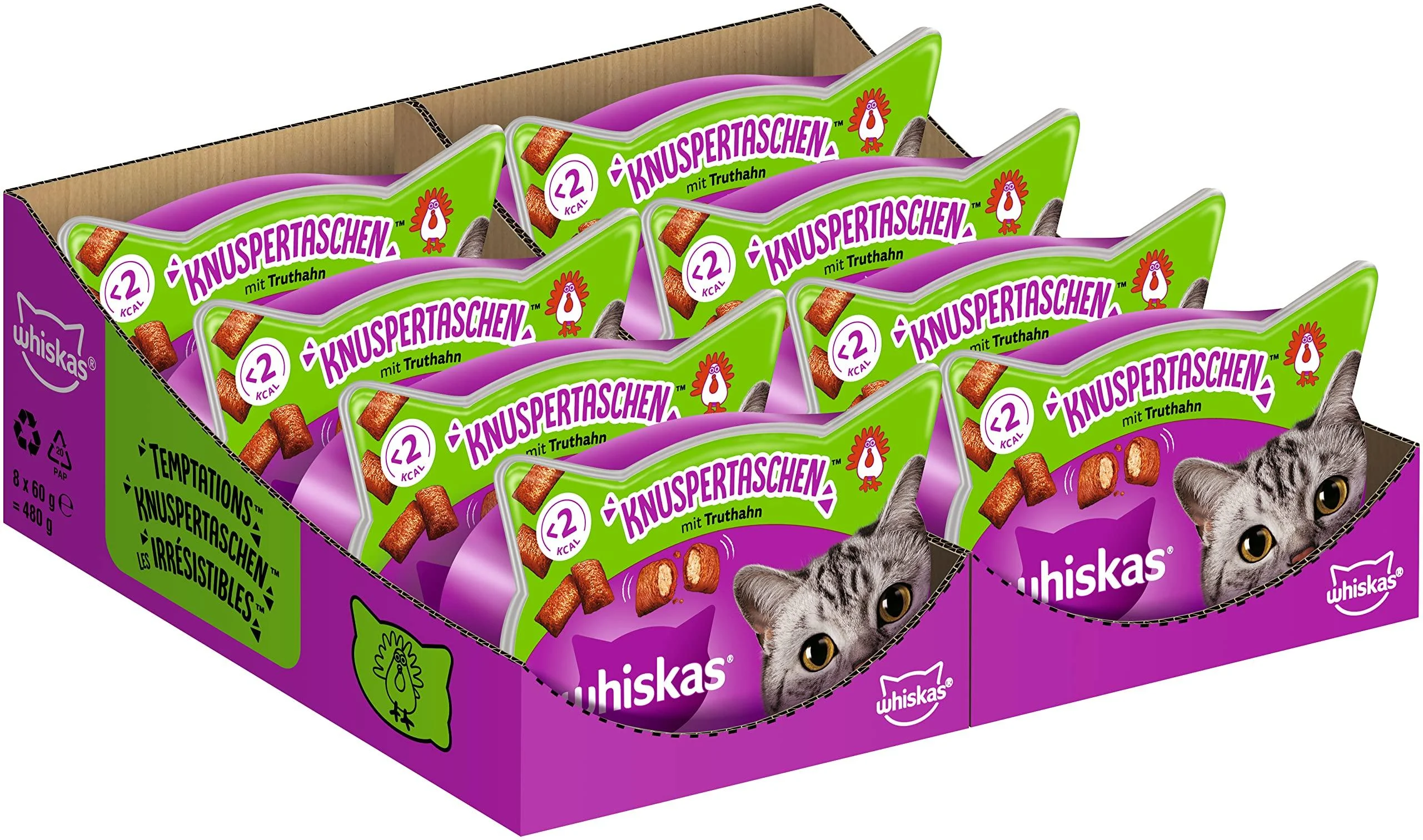 Whiskas crispy bags cat snacks with turkey 8x60g (8 packs) - different product packaging available turkey 480 g (1 Pack)