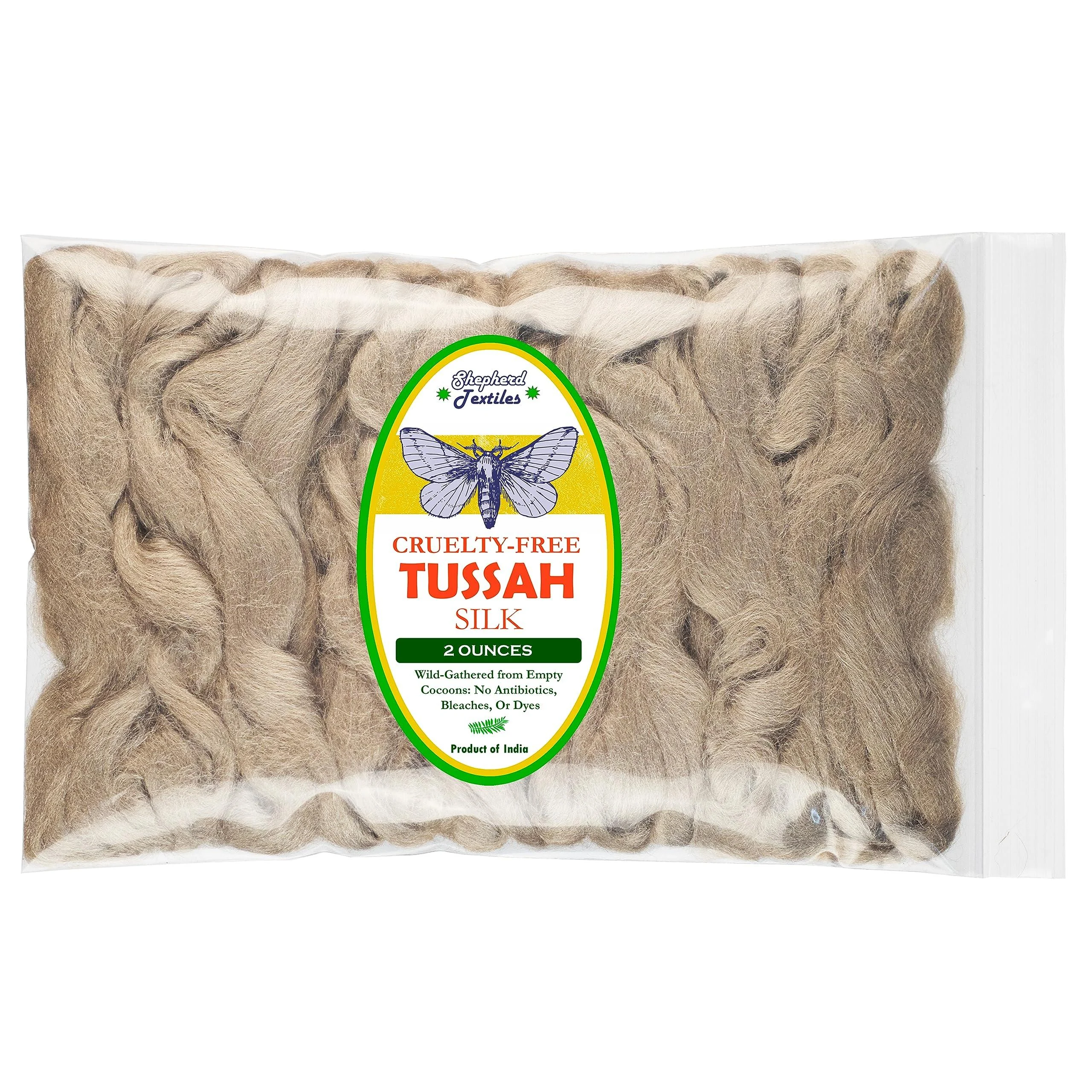 Cruelty Free Tussah Silk for Soap Making (2 oz.) Wild Gathered from Empty Cocoons (Combed Top/Sliver) - Shepherd Textiles