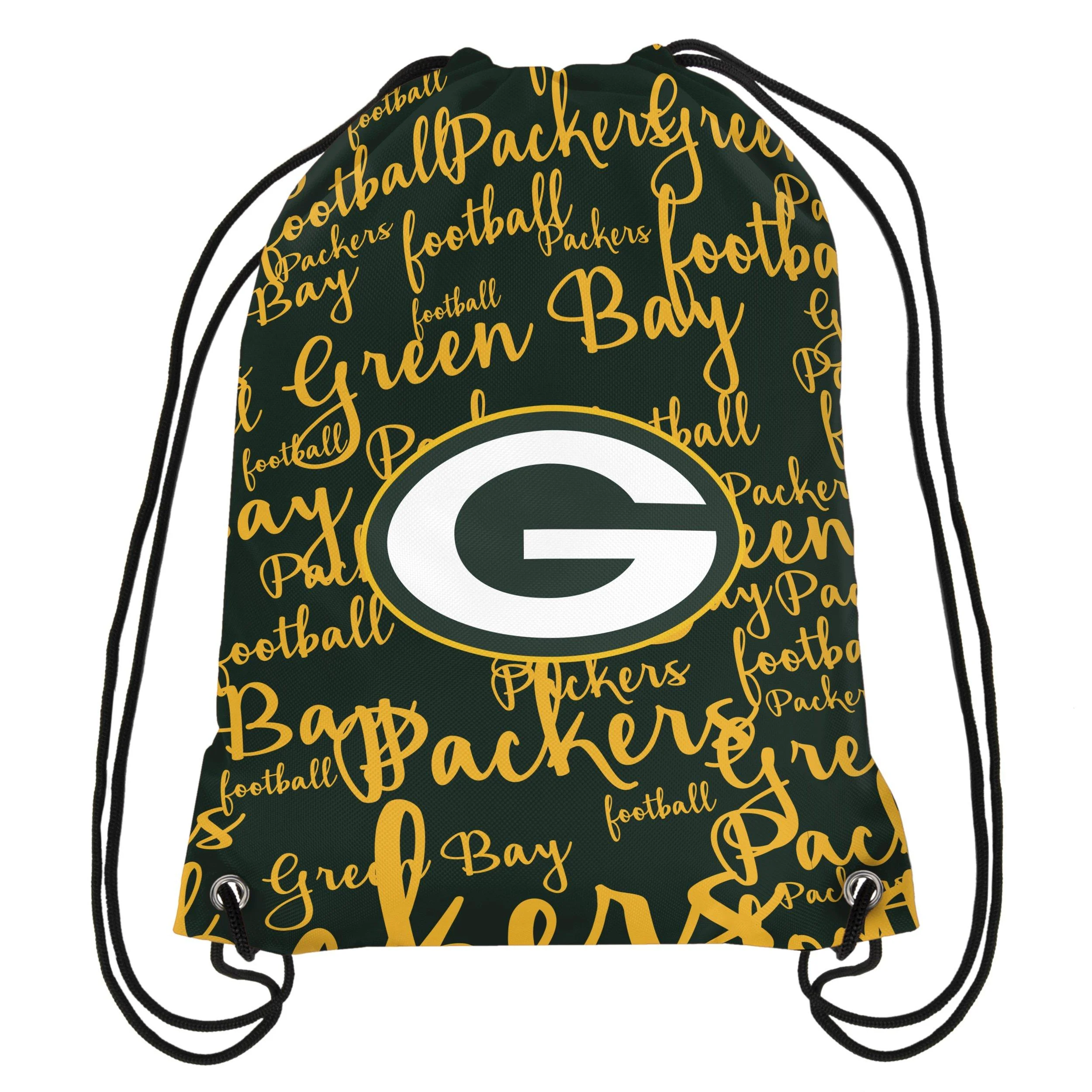FOCO NFL Womens Script Drawstring Backpack Green Bay Packers