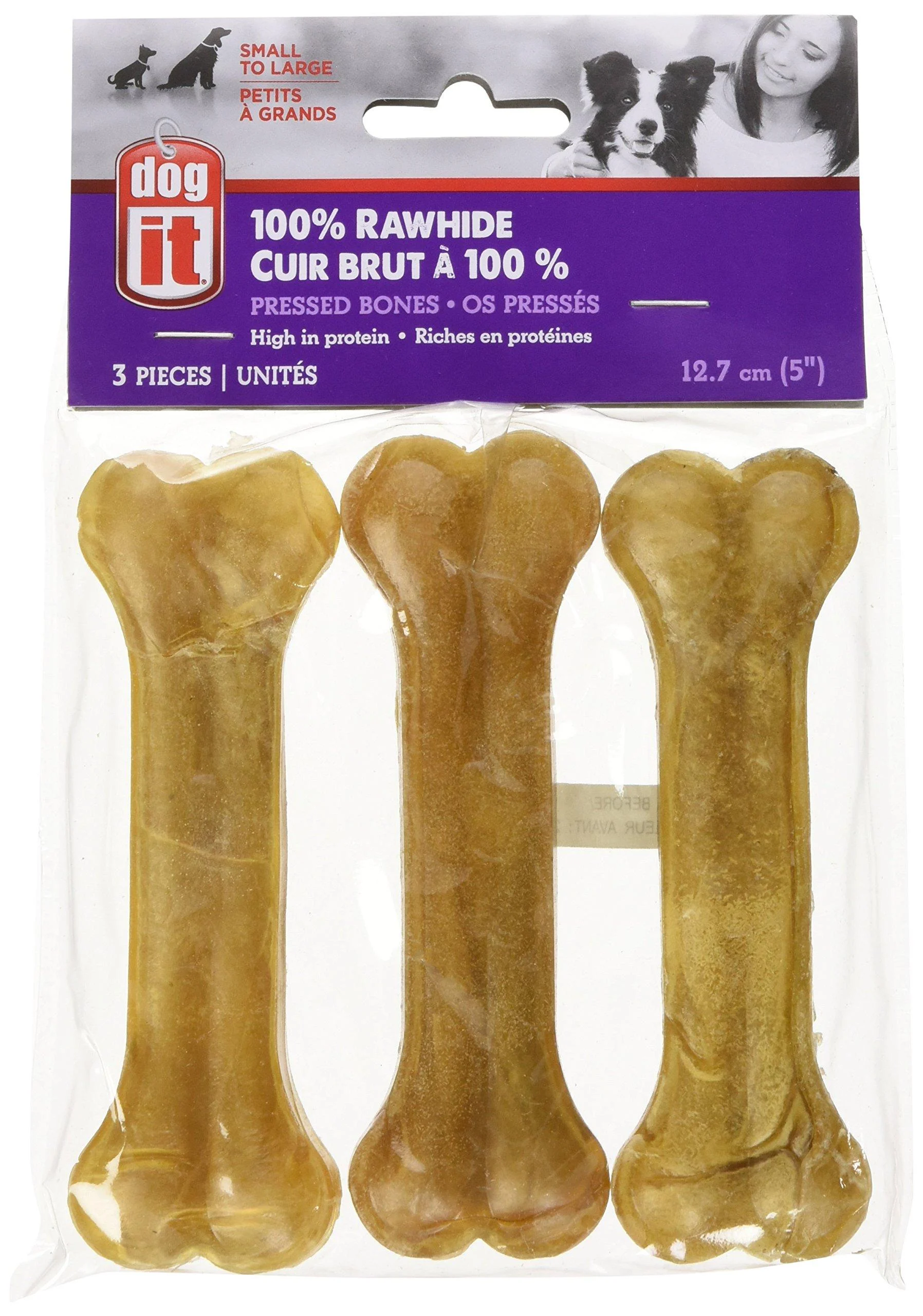 Dogit Pressed Rawhide Knuckle Bone Medium 12.5cm (5-Inch) 50-55 G (1.8-1.9-Ounce) 3-Pack