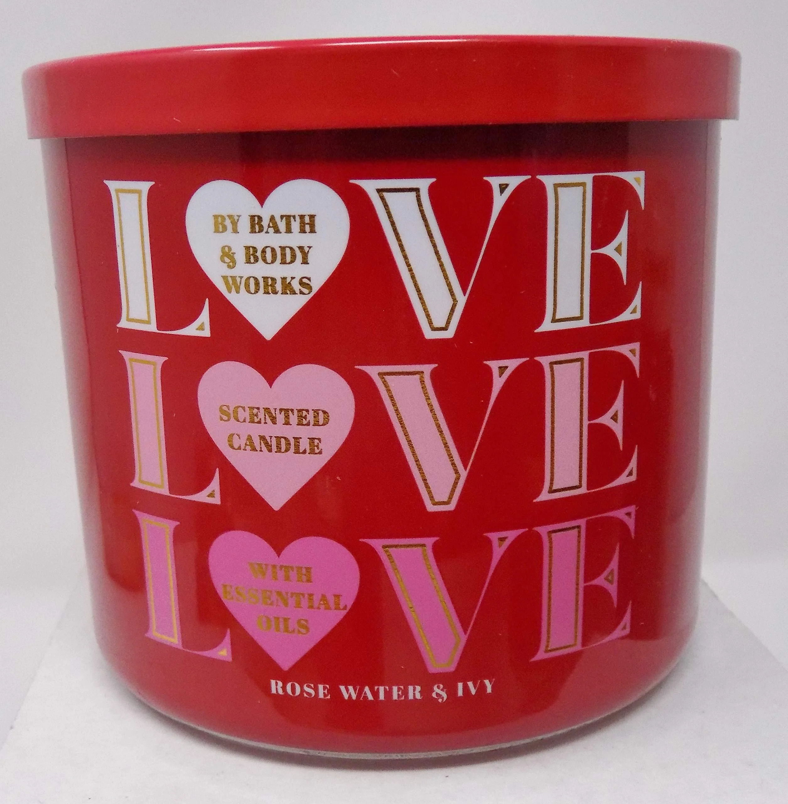 Scented Candle Rose Water & Ivy Made W Essential Oils 14.5 oz 3 WickL8 - Limited Brands