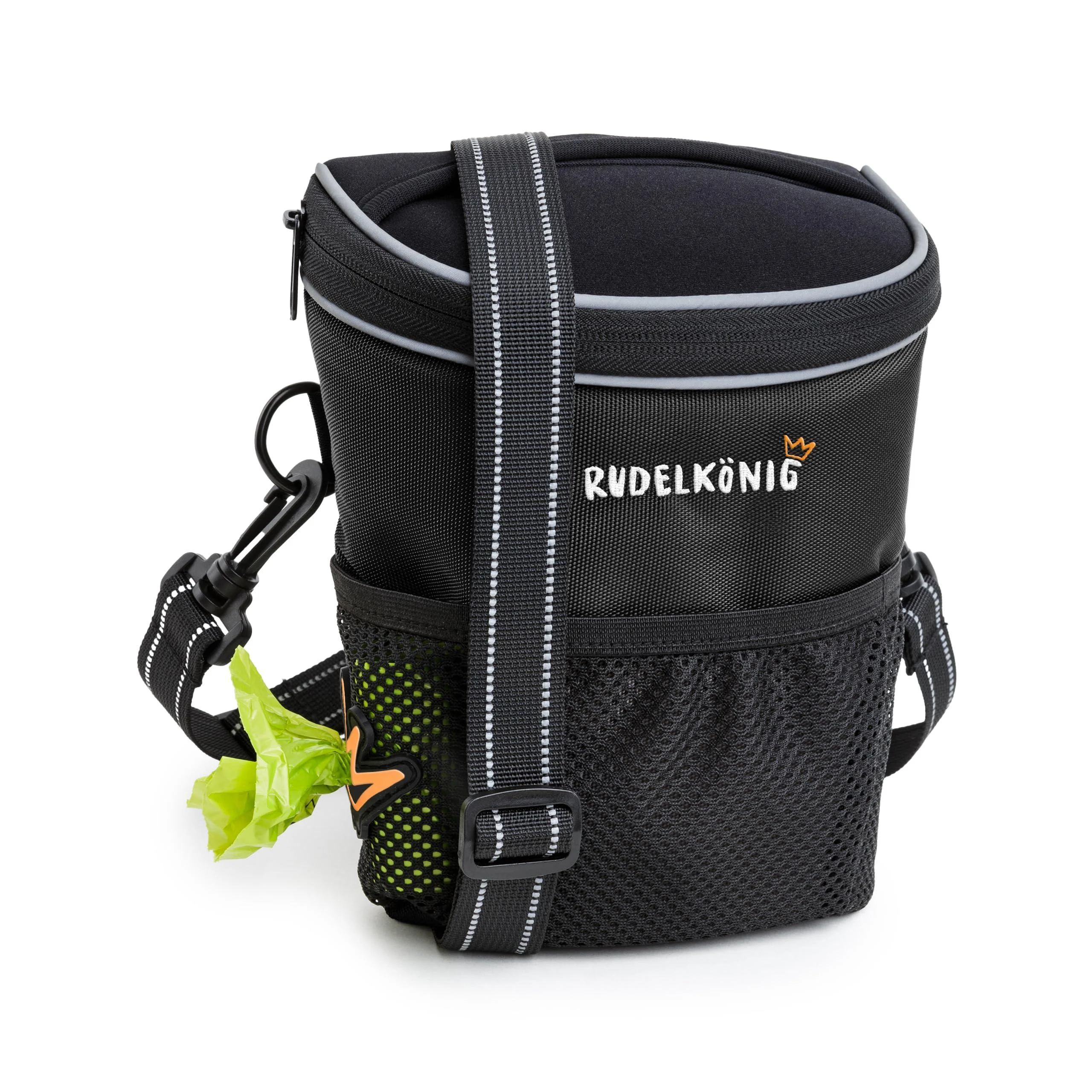 Rudelknig treats for dogs - practical walk bag for dog training - treat treats with a feces bag dispenser for clipping basic black
