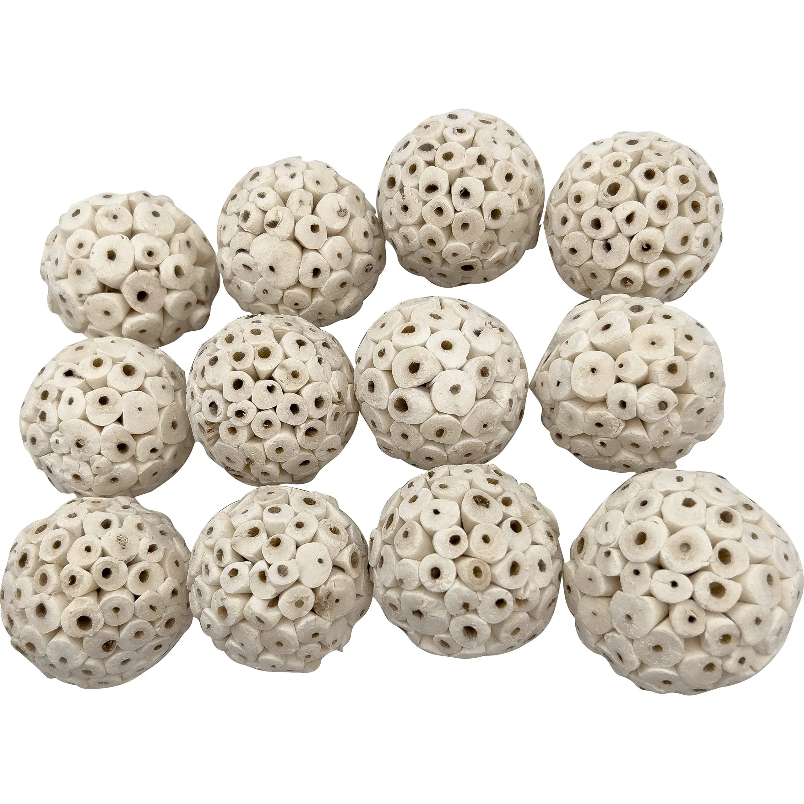 Mandarin Bird Toys Assorted Sola Bird Toys by M&M - Air Dried Natural Shredding Foot Toys, Lots of Part Sizes Small Sola Balls Pack (12)