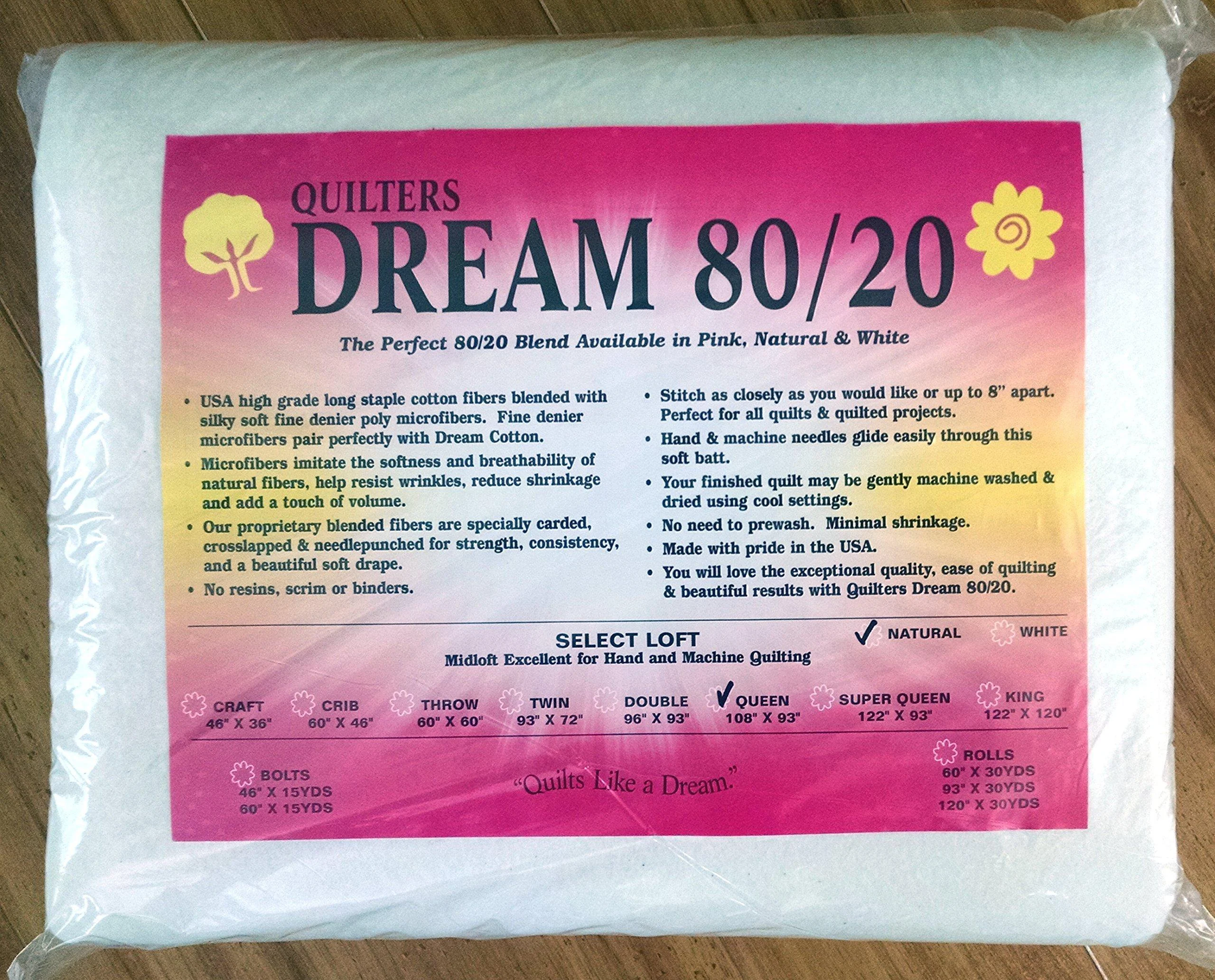 Quilter's Dream 80/20, Natural, Select Loft Batting - Queen Size 108"X93"