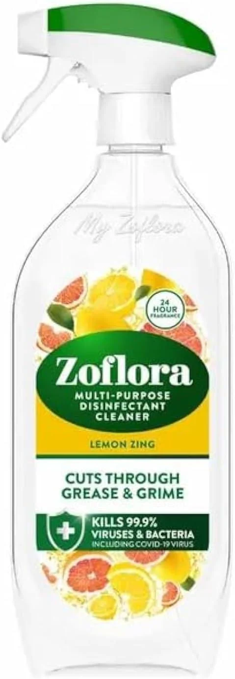 Zoflora Multi Purpose Disinfectant Cleaner Trigger Spray Cuts Through Grease and Grime 800 ml Lemon Zing Scent - OGD COMMERCE