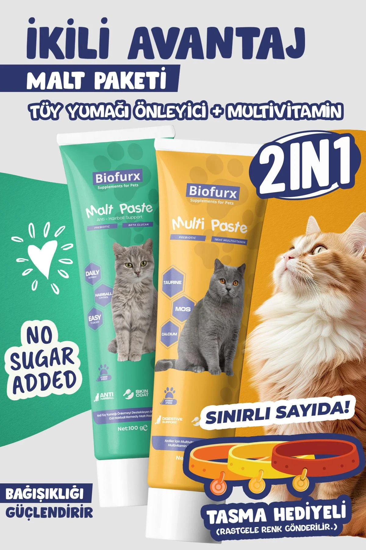 Biofurx Malt & Multi Paste - Double Advantage Pack (Anti Hairball + Multivitamin)