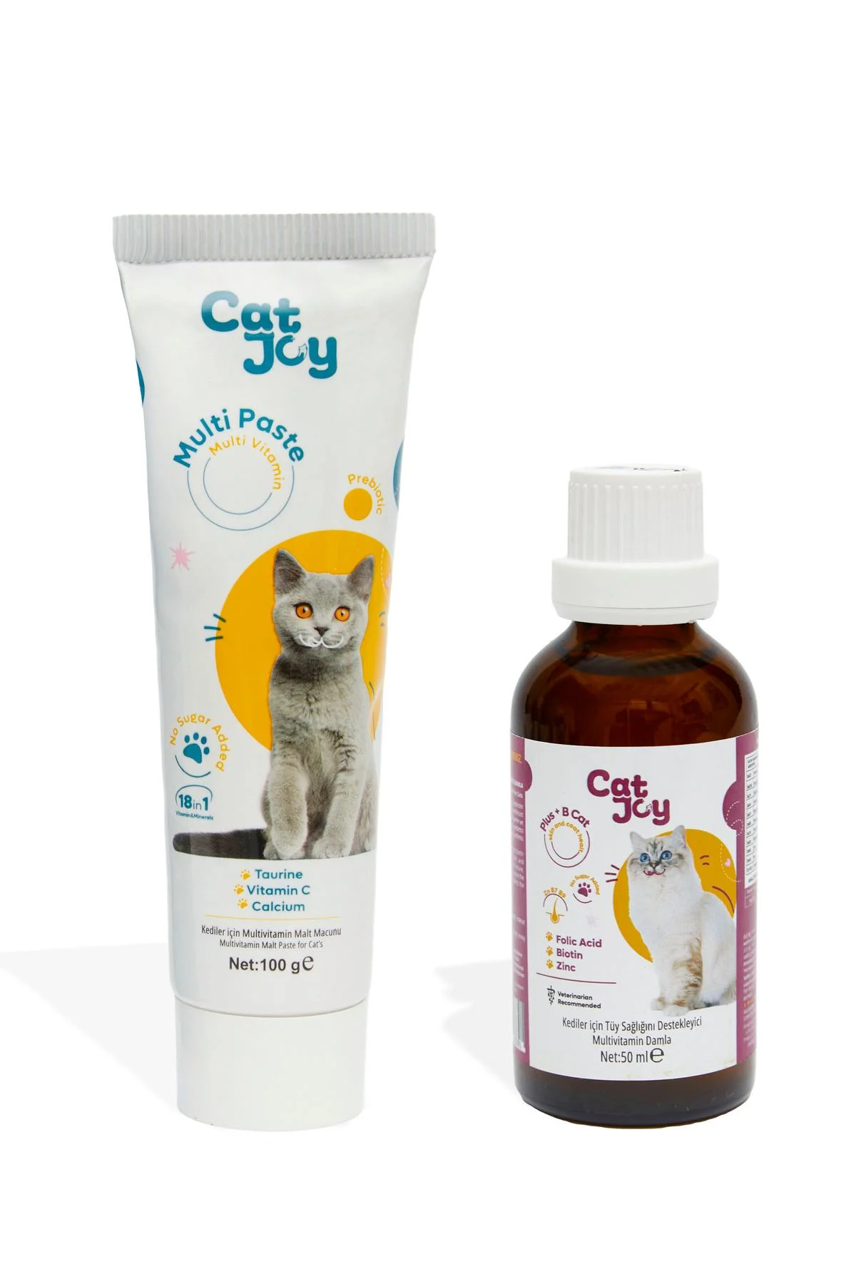 CATJOY Super 2 Pack Multivitamin Cat Malt Paste 100gr and B Plus Cat Hair Drops 50ml
