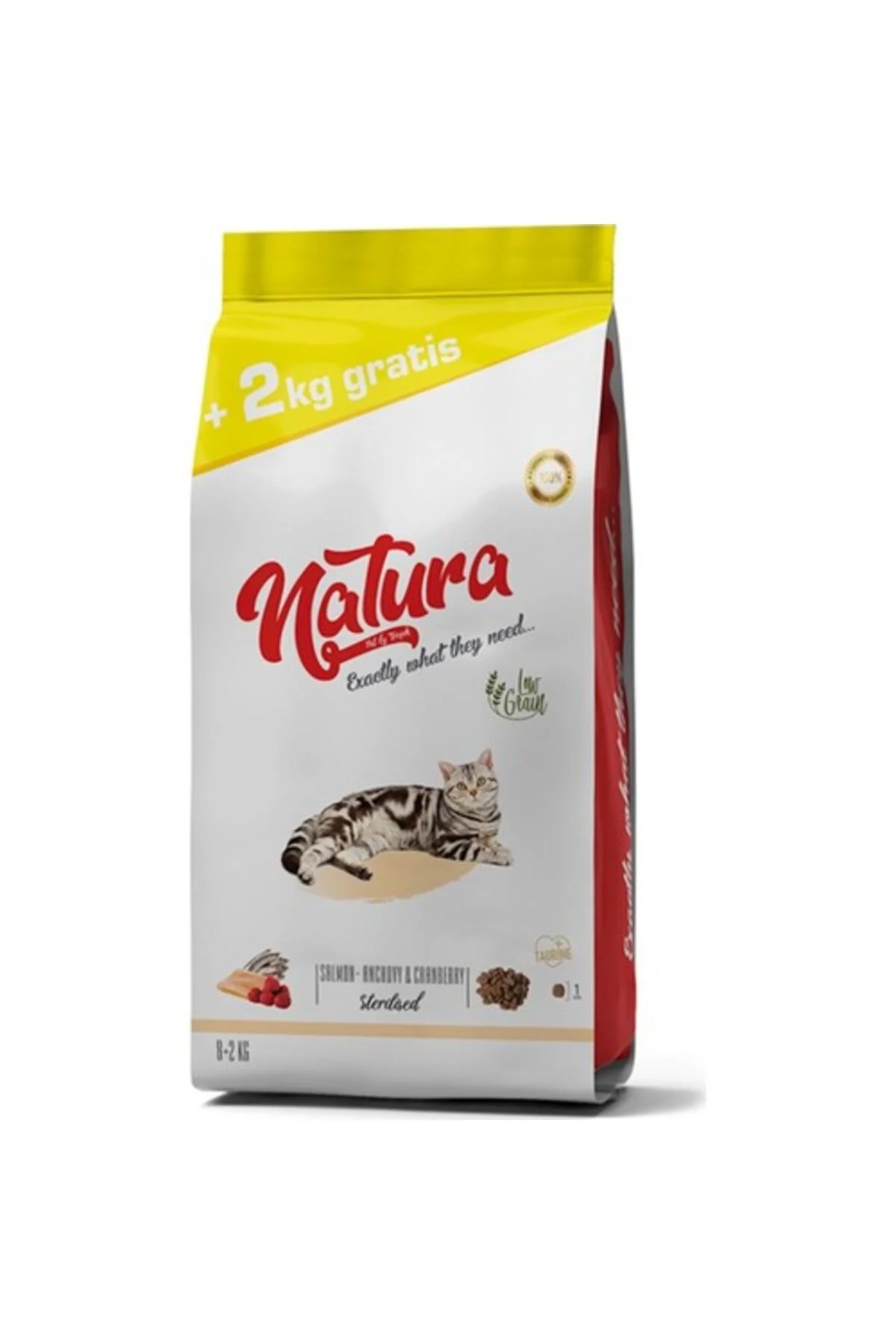 Natura Low Grain Salmon Anchovy Blackberry Sterilized Cat Dry Food 8 2 Kg - Nature