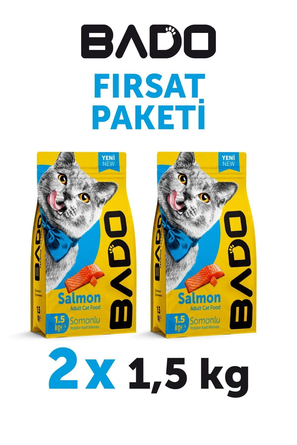 Bado Adult Cat Food Salmon 1.5 Kg 2-Piece
