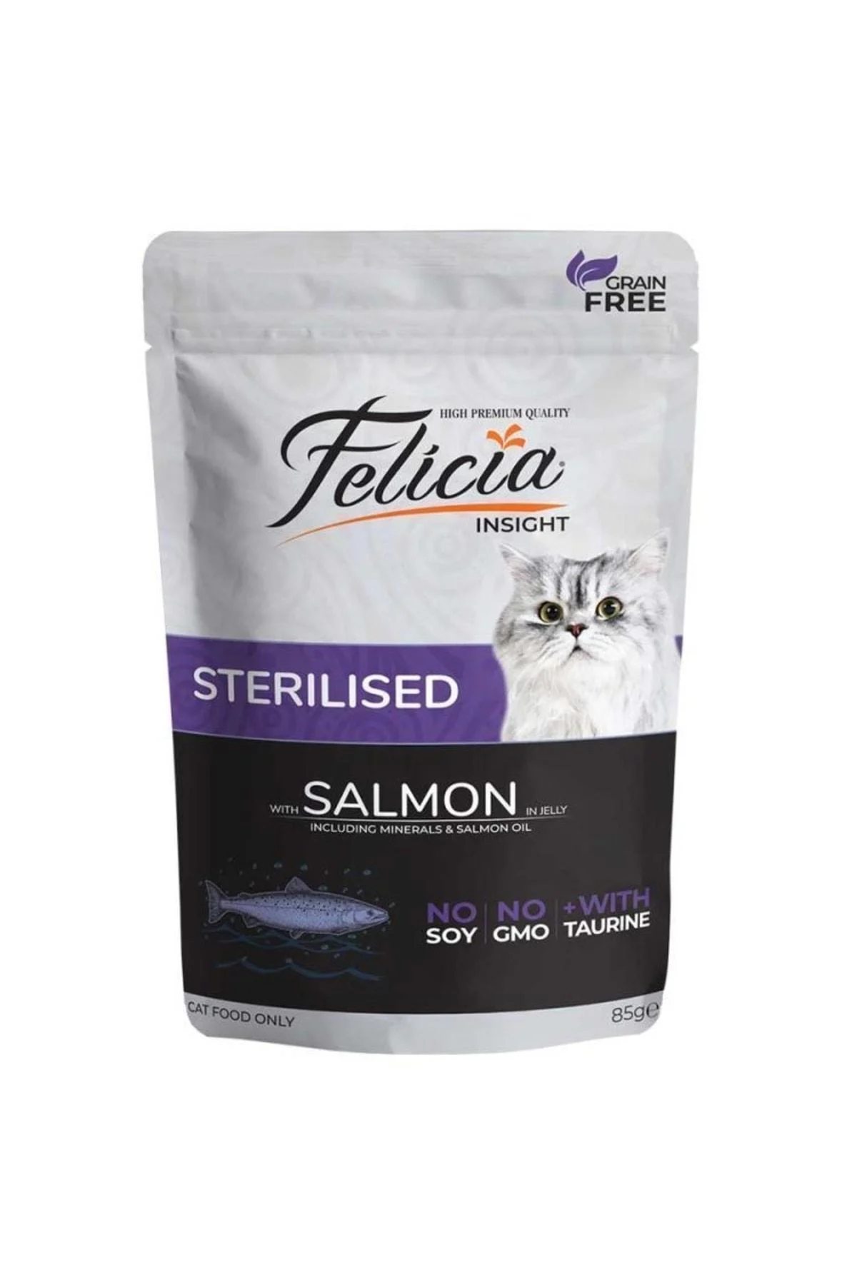 Felicia Pouch Salmon Neutered Cat Food Grain-Free 85 gr X 12 Pieces
