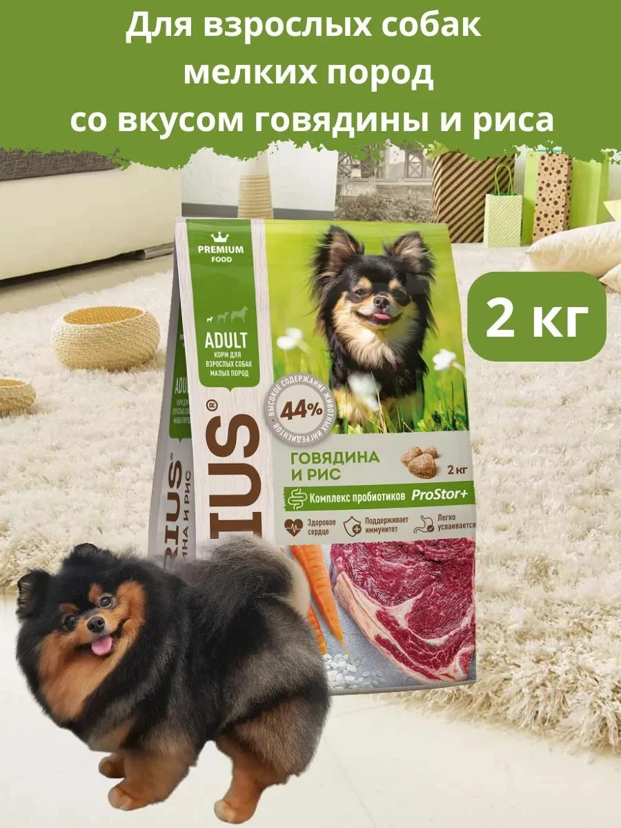 SIRIUS Dry food for small dog breeds 2 kg of beef