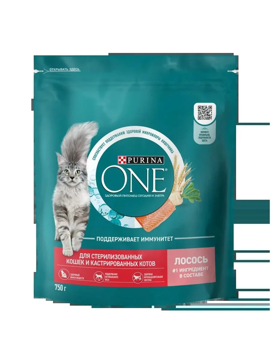PURINA ONE Dry food for sterilized cats with salmon 750g