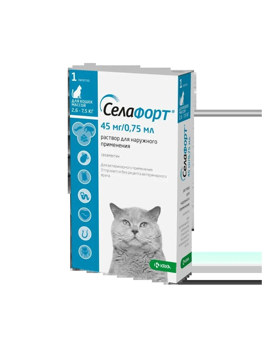 SELAFORT Drops for cats 2.6-7.5 kg from fleas 0.75ml